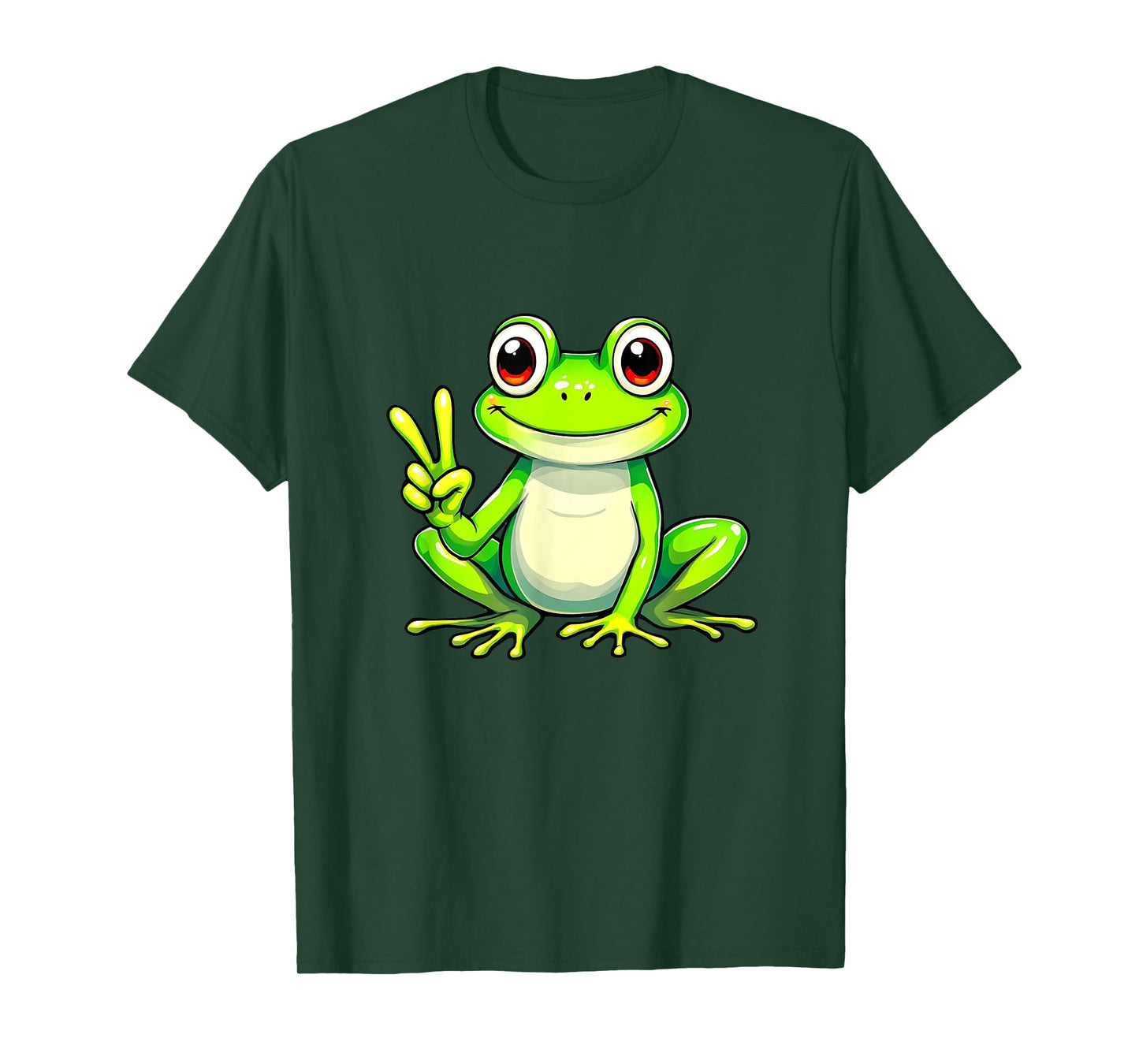 Funny Frog Peace Hand Sign Men Women Girls Boys Kids T-Shirt