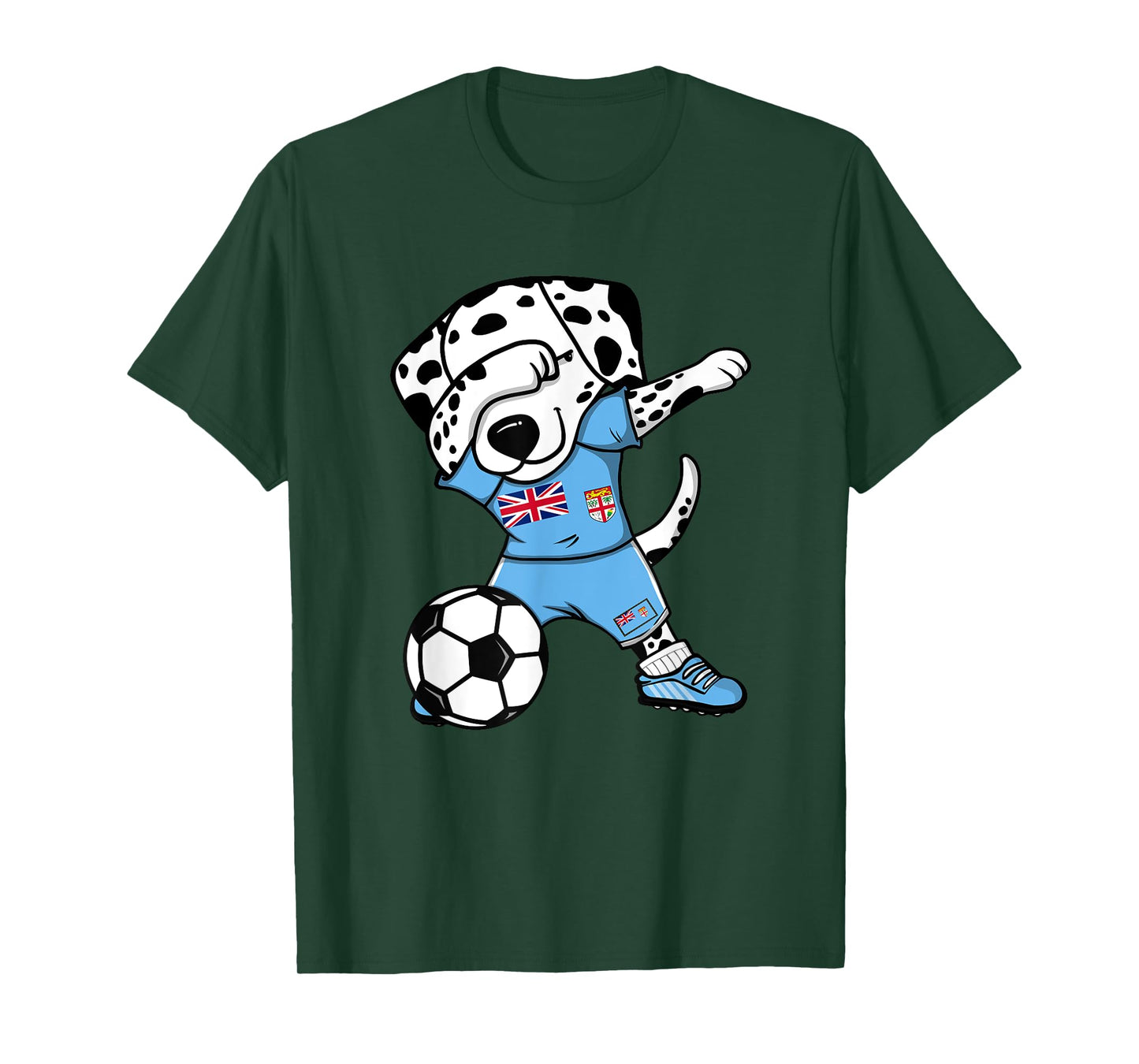 Dabbing Dalmatian Fiji Soccer Fans Jersey Fijian Football T-Shirt