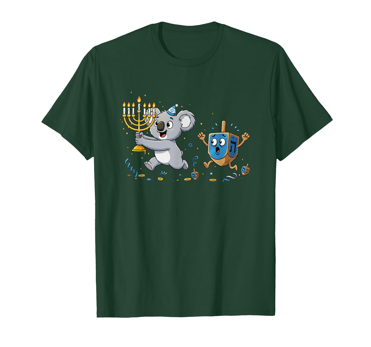 Funny Koala Dreidel Menorah Hanukkah Kids Womens Mens T-Shirt