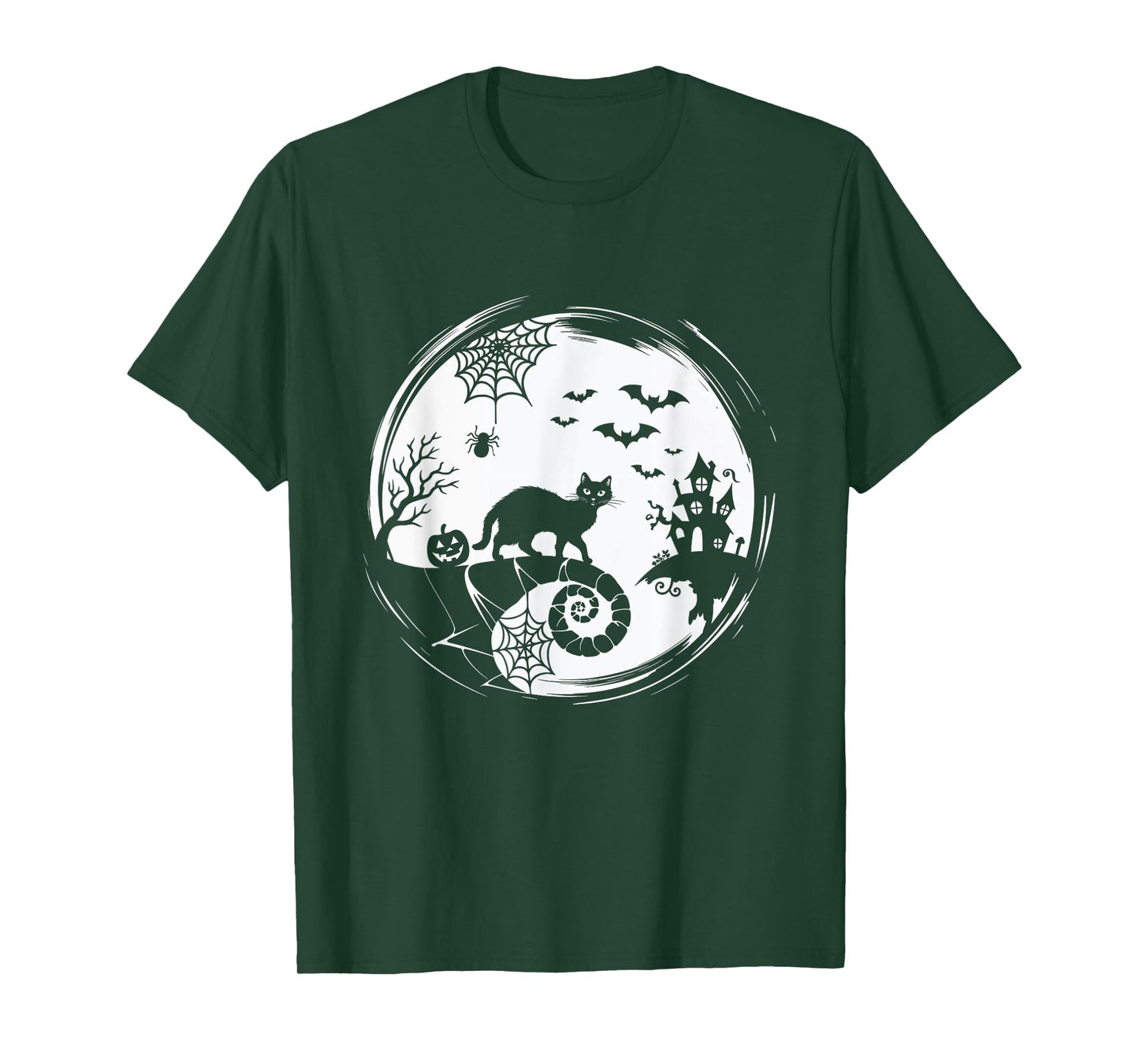 Halloween Cat Spider Bats Moon Black Cat T-Shirt for Men Women
