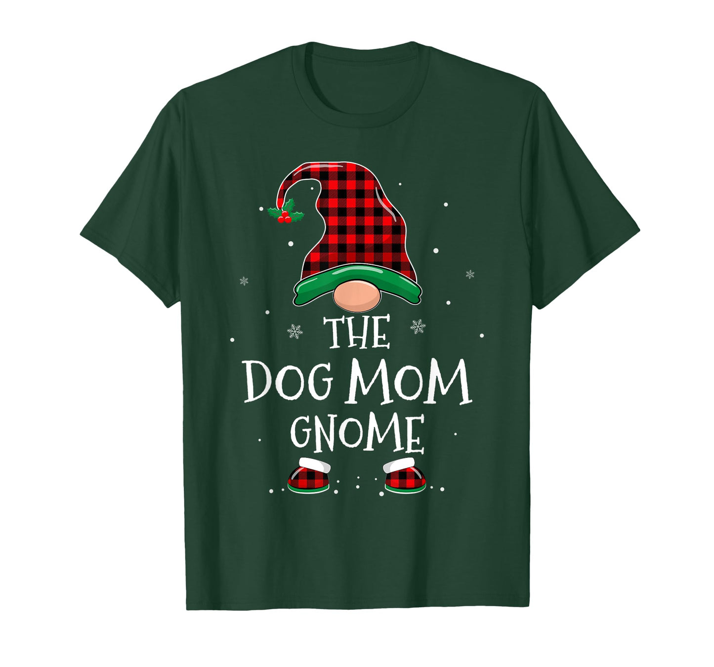 Dog Mom Gnome Xmas Family Matching Plaid Christmas Gnomes T-Shirt