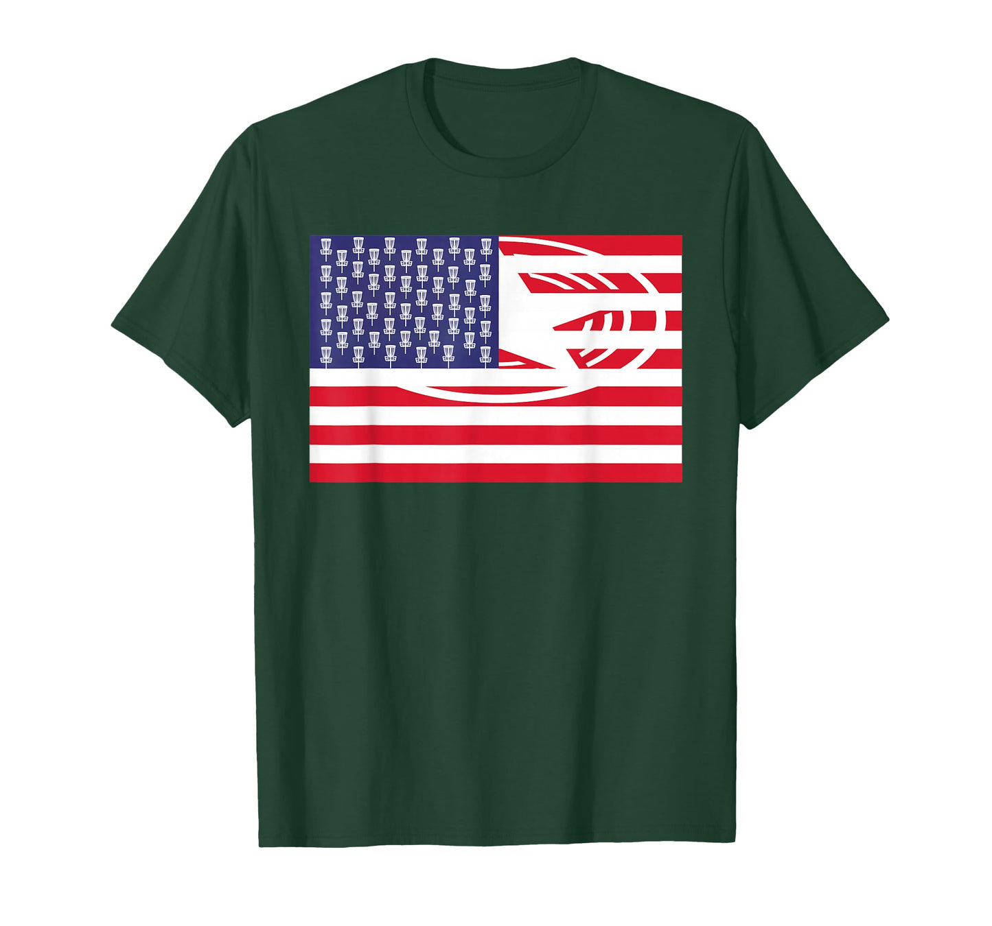 Funny Basket Stars USA Flag Red White Disc Golf T-Shirt