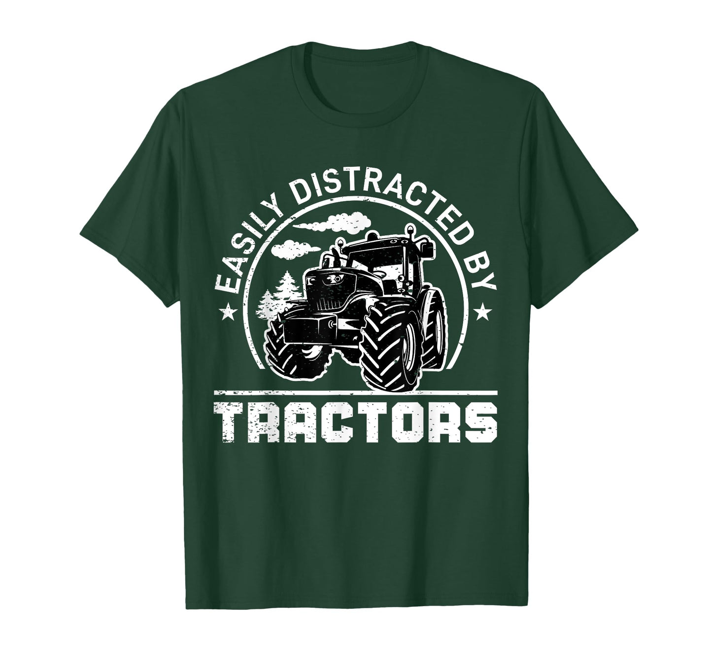 Easily Distracted By Tractors Funny Farm Tractor Enthusiast T-Shirt