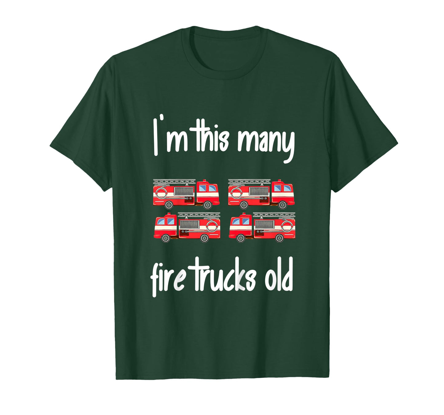 Kids Fire Truck Birthday 4 Years Old 4th Birthday Firefighter T-Shirt