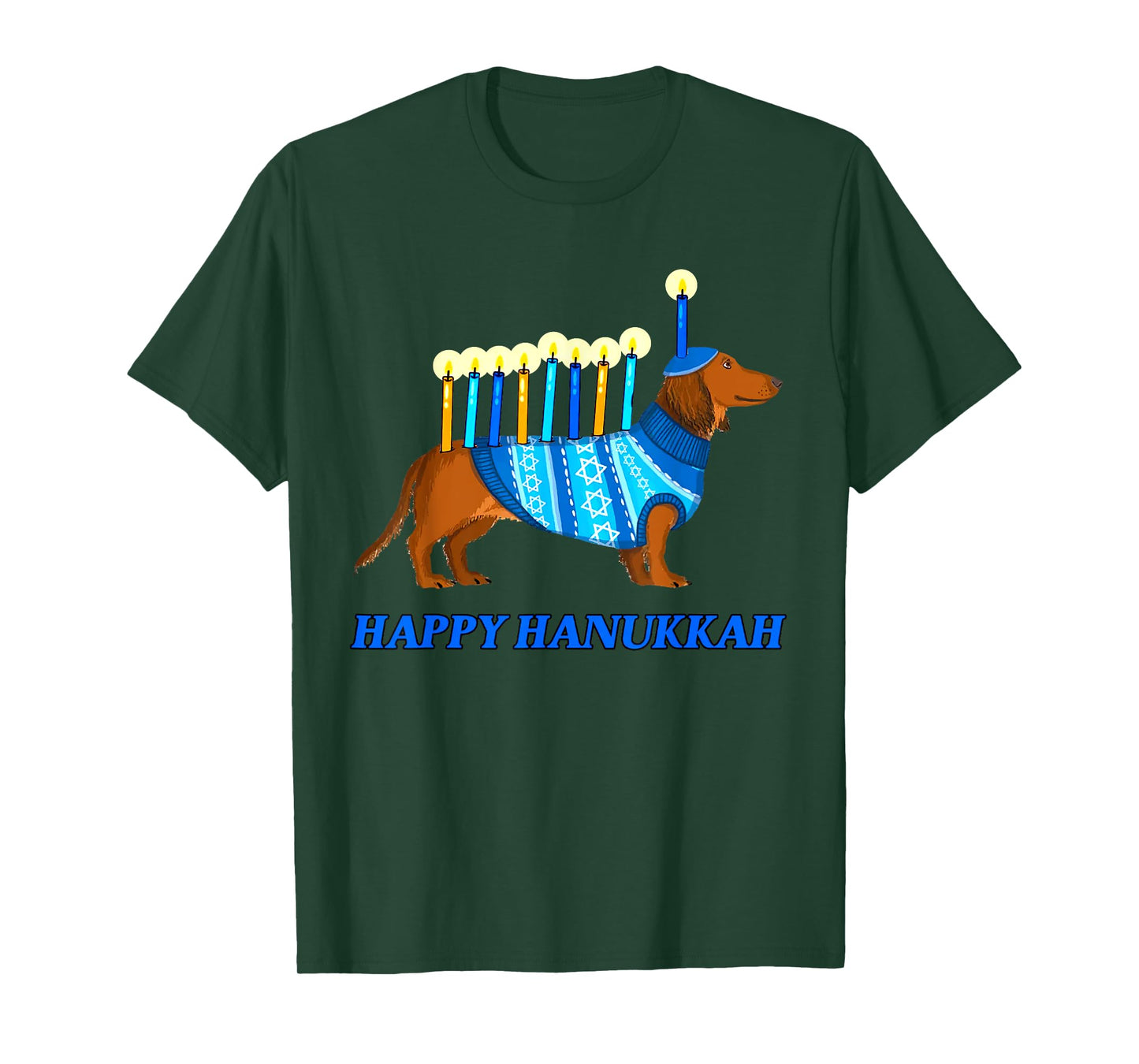 Weiner Dog Menorah Happy Hanukkah Weiner Dog Menorah T-Shirt