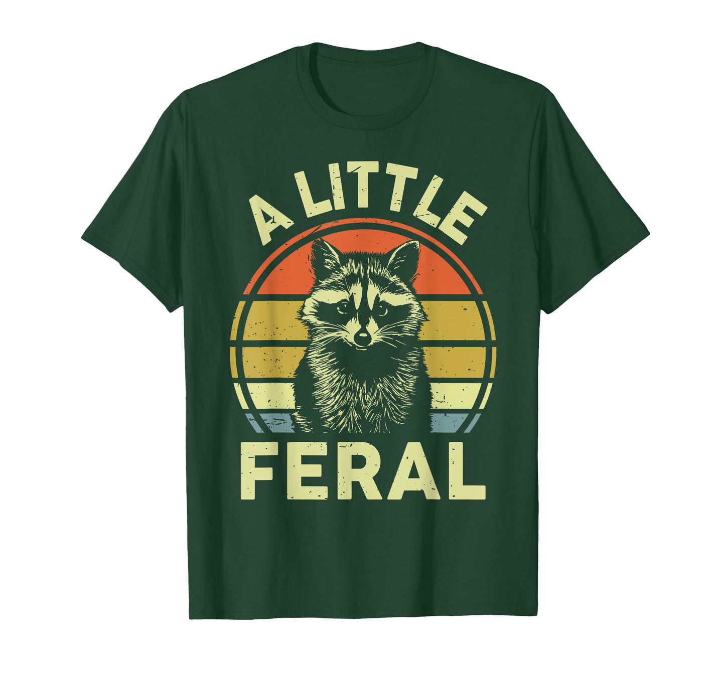 A Little Feral Raccoon Mom Dad Toddler Funny Retro Raccoon-Shirt Unisex-Kids Adults Teens Kids Raccoon Enthusiasts Grey Small Modern Retro Cartoon Graphic-Tee T-Shirt Crew Neck Short Sleeve
