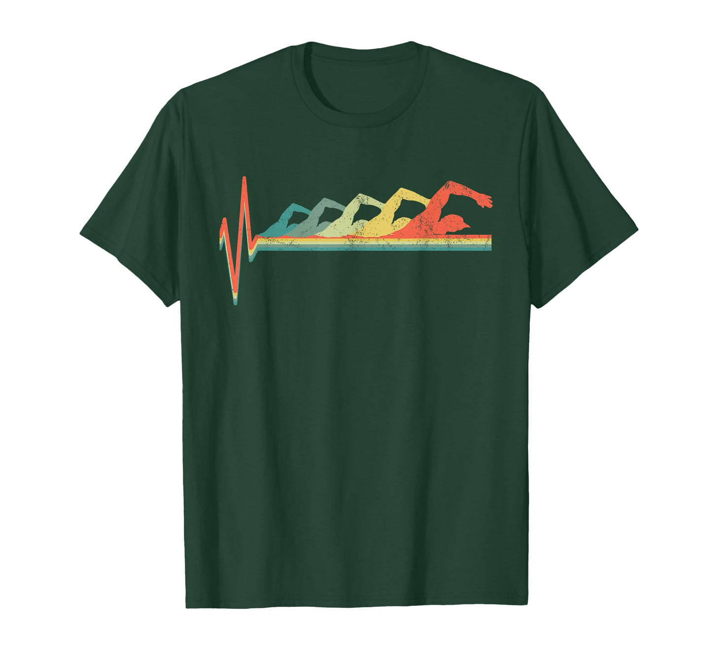 Swimmer Heartbeat Retro Gift T-Shirt