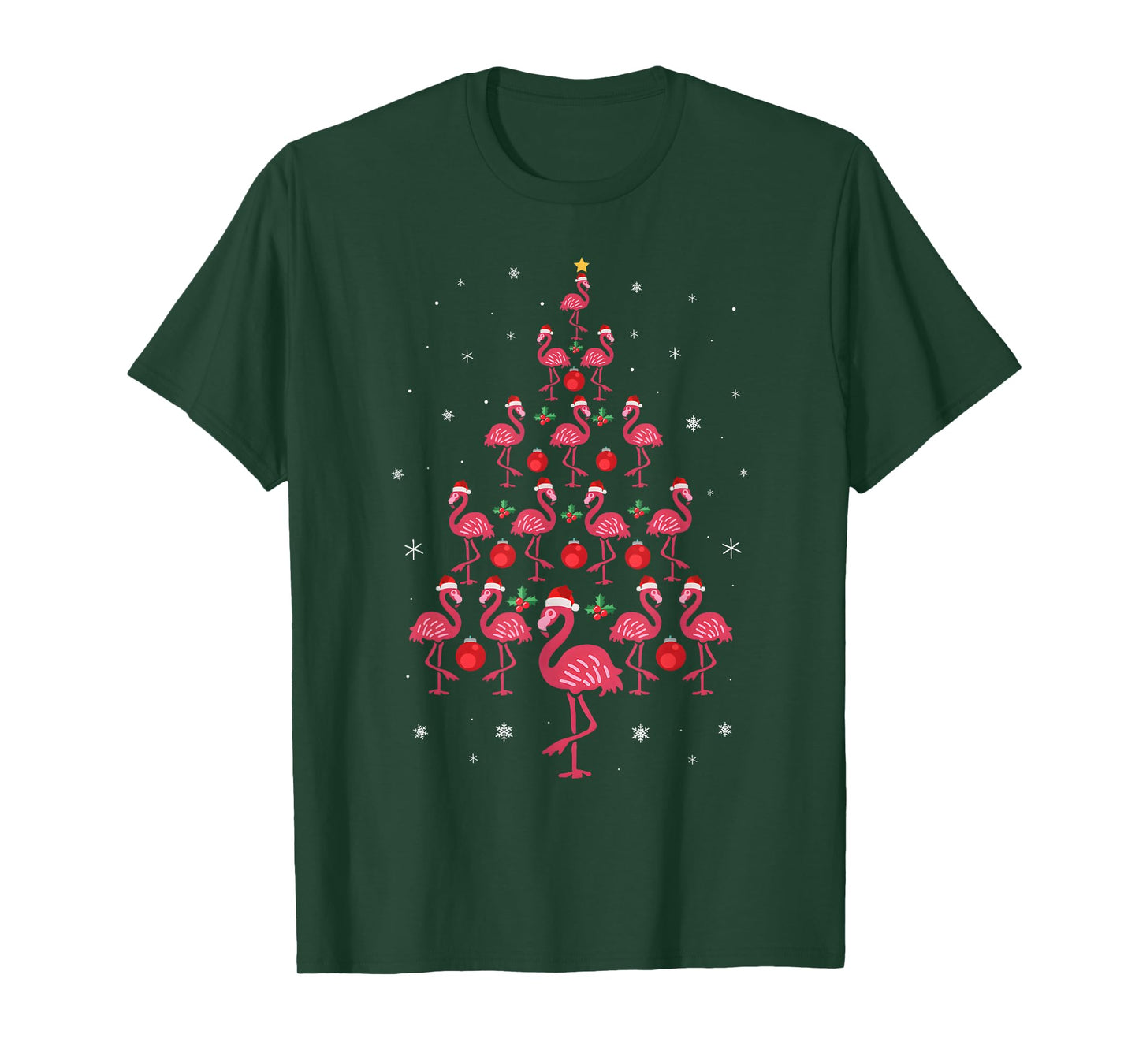 Pink Flamingo Christmas Tree Cute Flamingos Xmas Holiday T-Shirt
