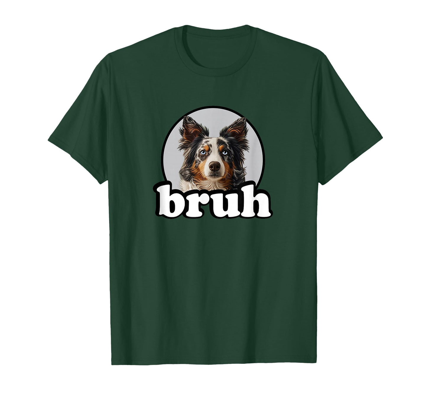 Funny Boys Kids Bruh Meme Blue Merle Border Collie Lover T-Shirt