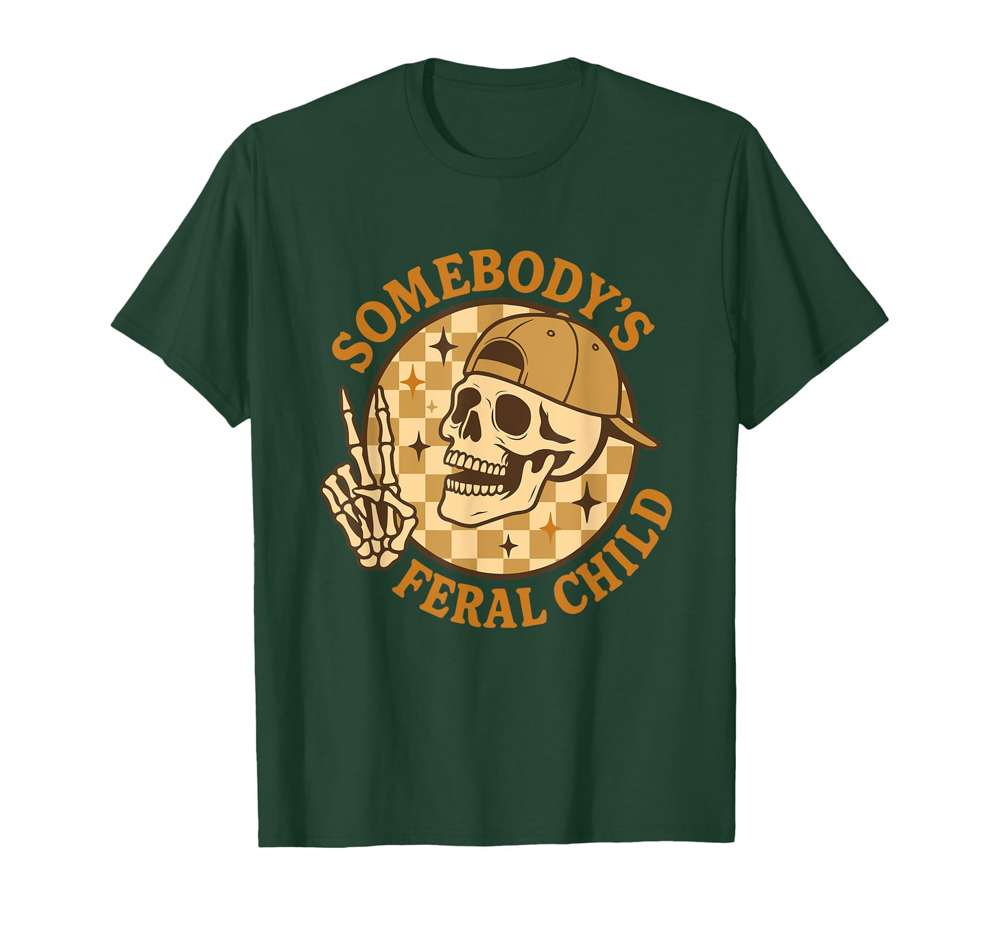 Somebody’s Feral Child Skull Snapback Peace Sign Halloween T-Shirt