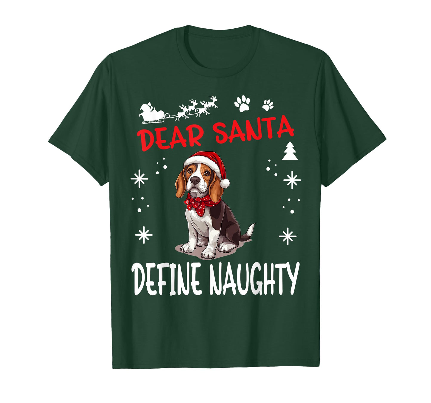 Cute Beagle dog Dog Christmas Dear Santa Define Naughty T-Shirt