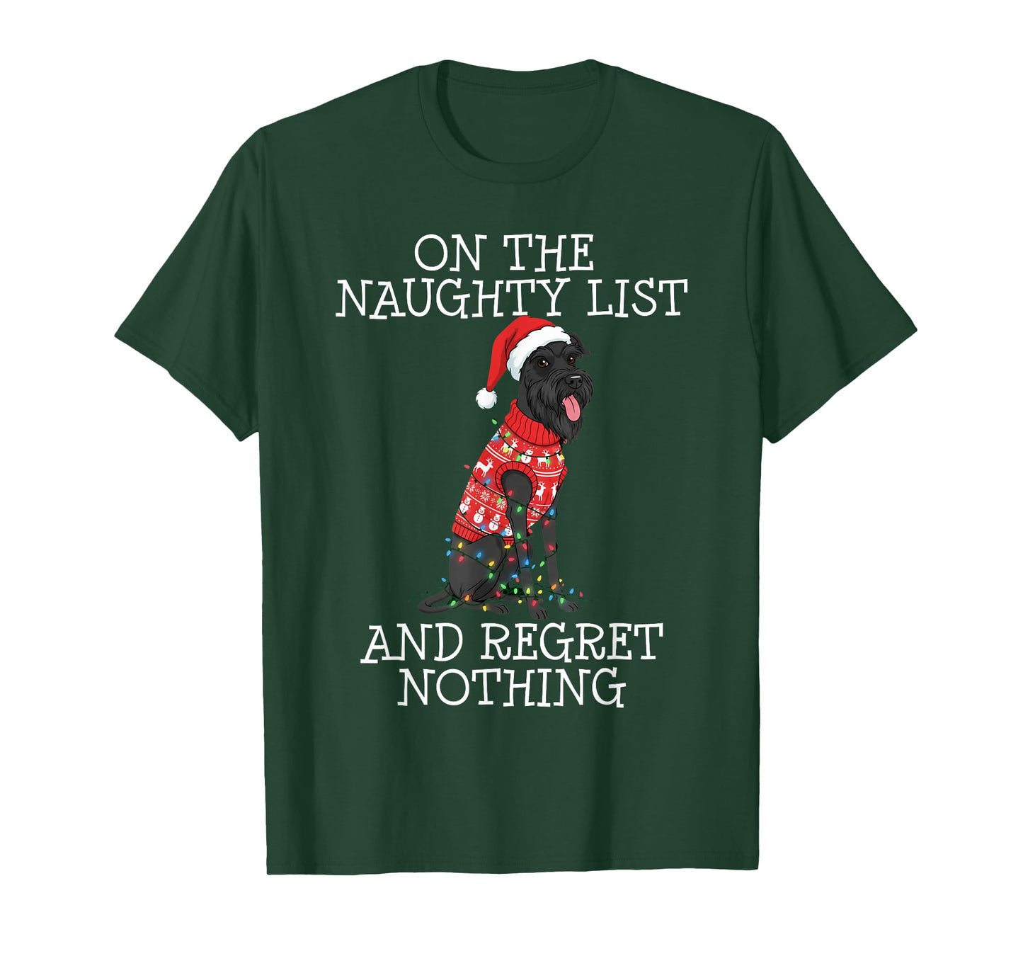 Funny Christmas Giant Schnauzer Naughty List T-Shirt