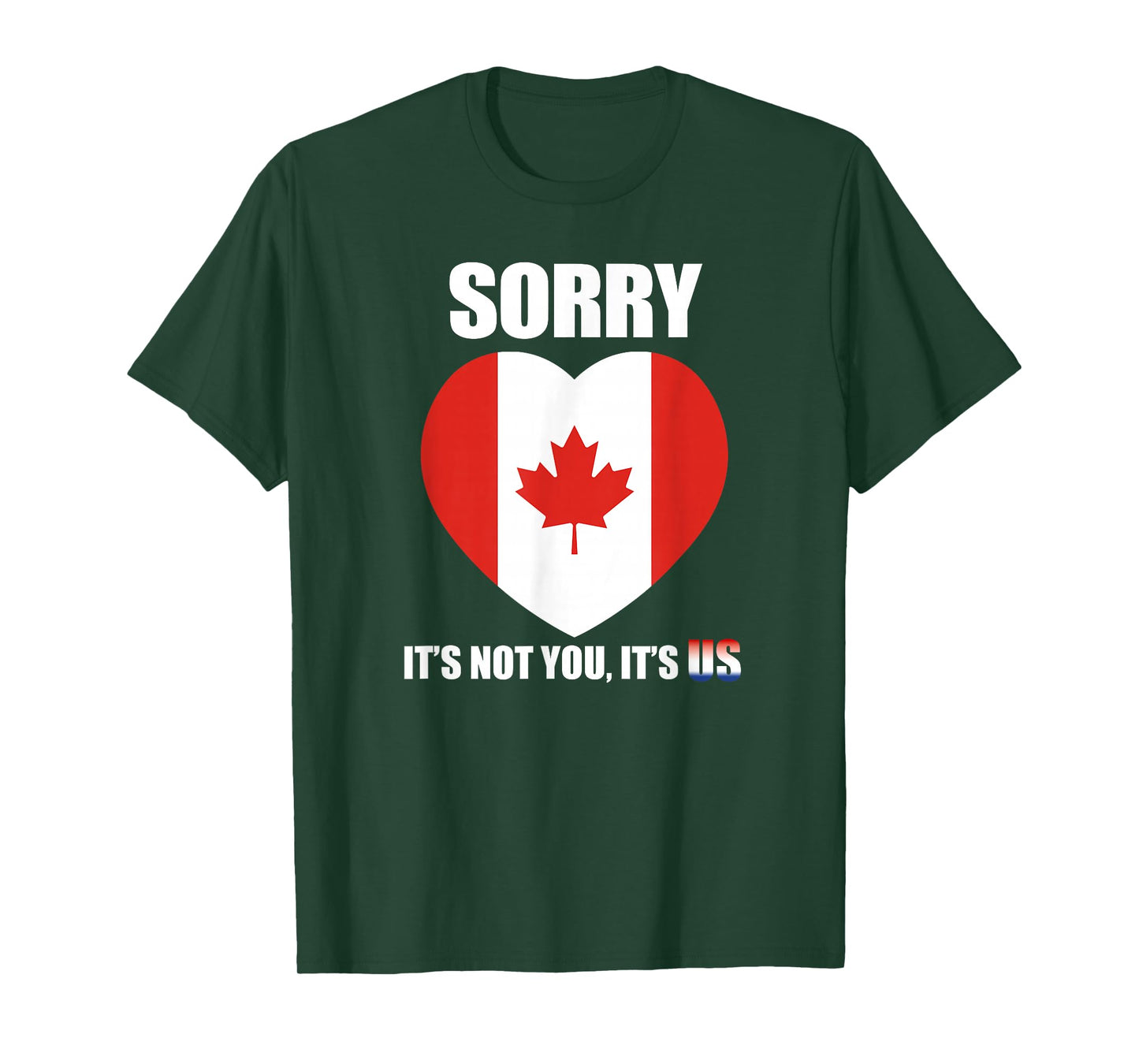 Funny Canada Sorry Apology Maple Leaf Heart Design T-Shirt