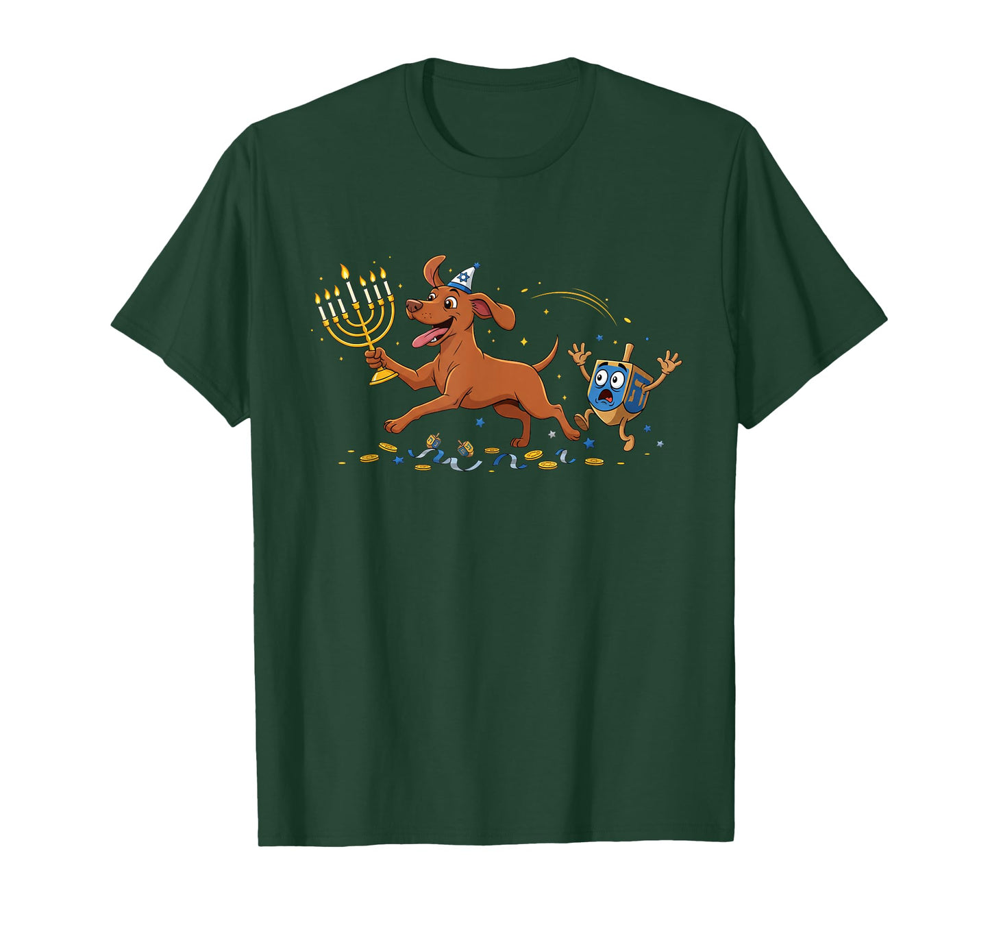 Funny Vizsla Dreidel Menorah Hanukkah Kids Womens Mens T-Shirt