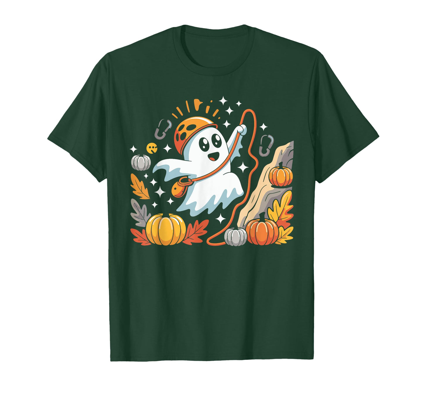 Halloween Rock Climbing Ghost Costume Fall Outdoors Men Boys T-Shirt