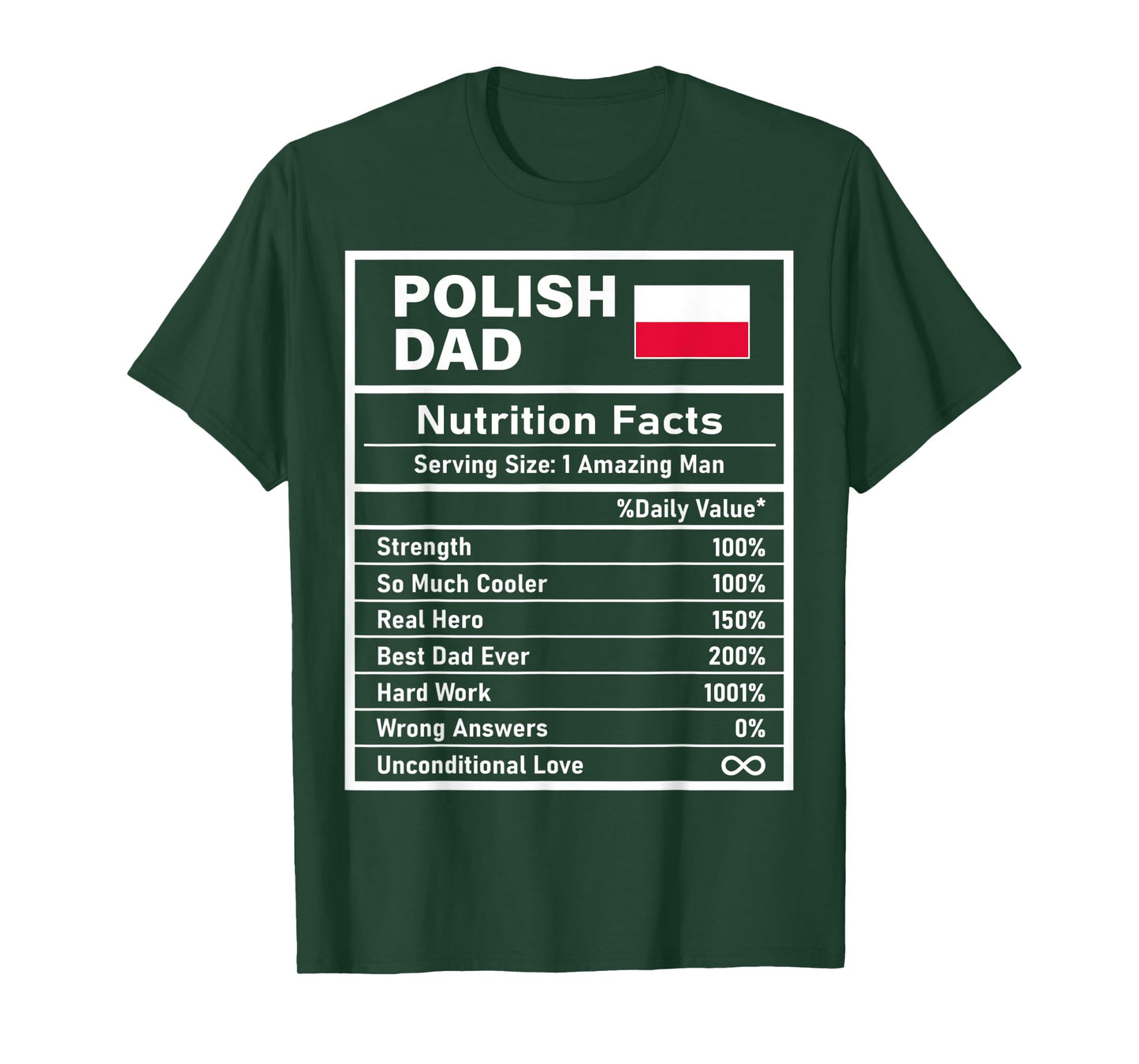 Mens Polish Dad Nutrition Facts Father's Day National Heritage T-Shirt
