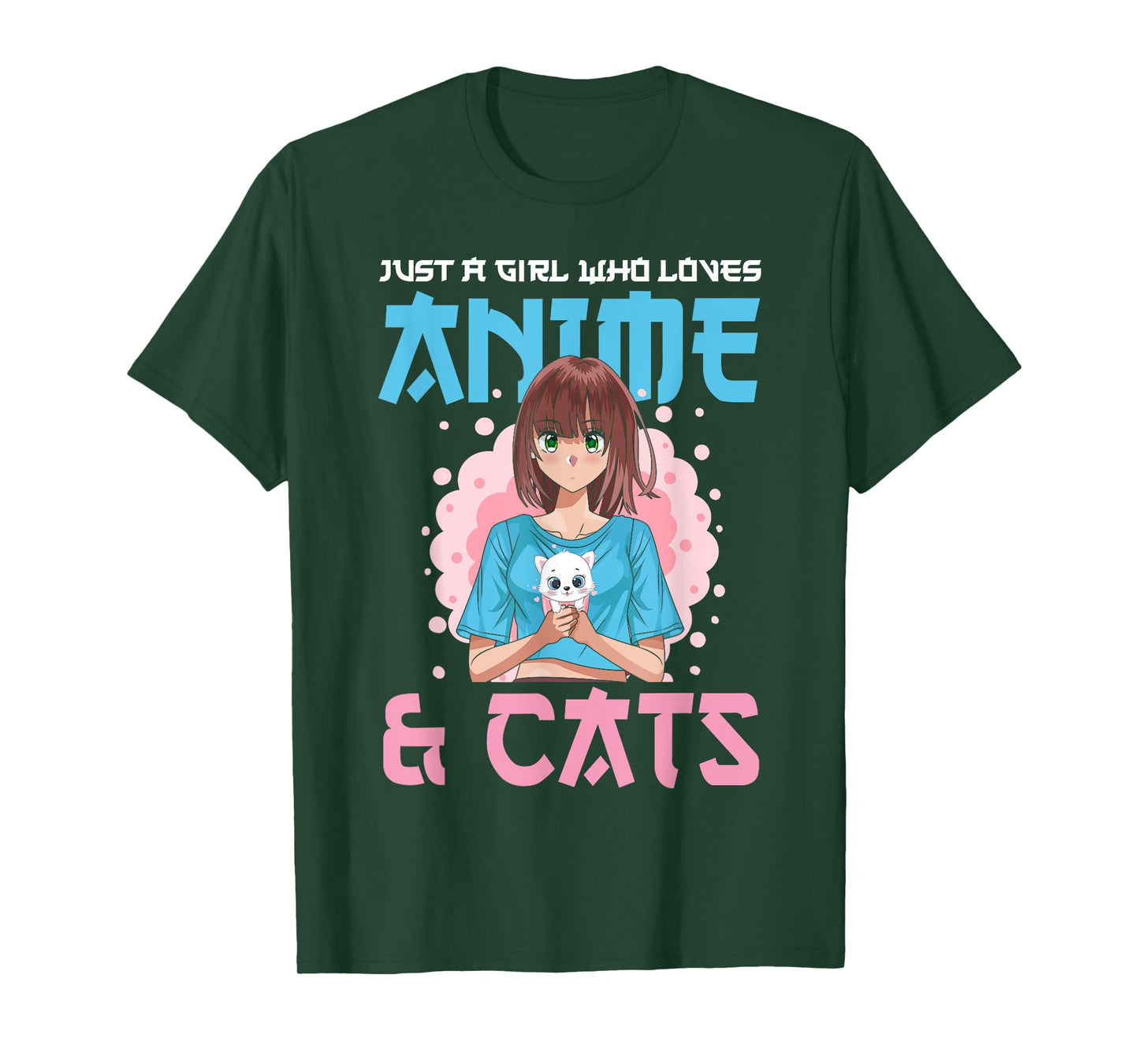 Just A Girl Who Loves Anime and Cats Cute Cat Lover Teens T-Shirt