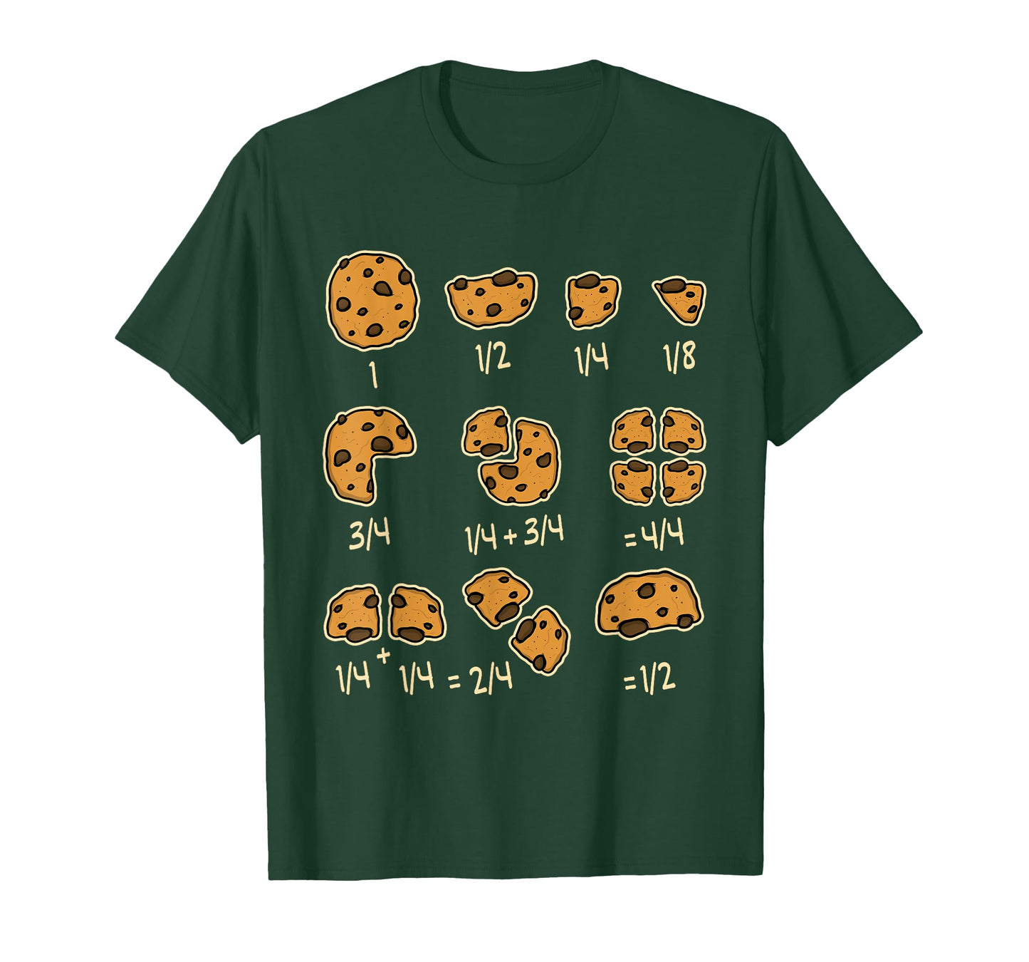 Chocolate Cookie Quick Math Fraction Math Teachers T-Shirt for Men Women Girls Kids