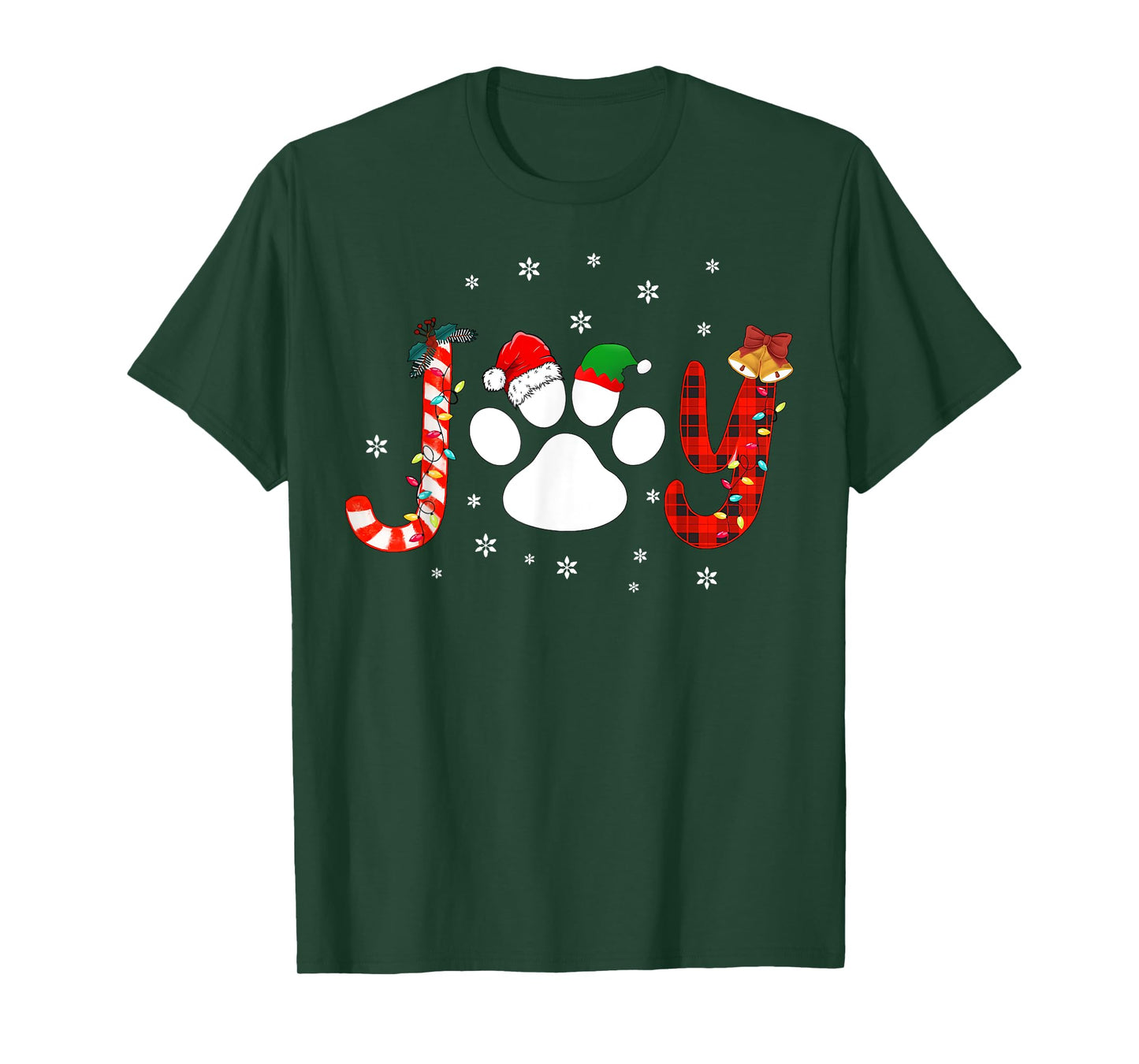 Christmas Santa Paw Joy Buffalo Red Plaid Dog Paw Print Xmas T-Shirt for Men Women