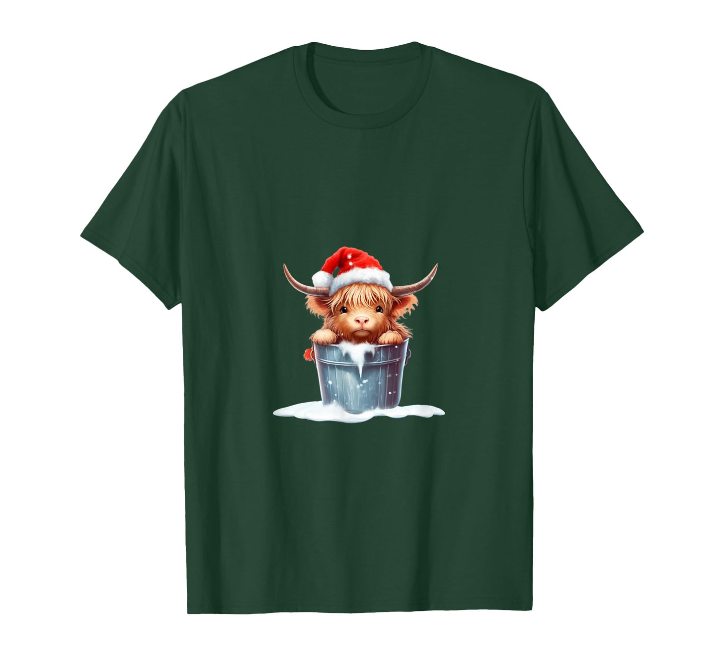 Cute Highland Cow in Santa Hat Country Heifer Farm Farmer T-Shirt