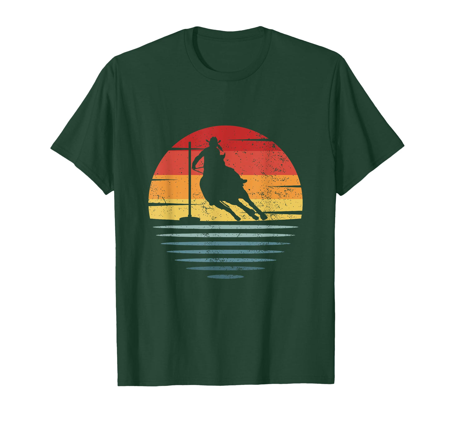 Retro Cowgirl Riding Horse Silhouette Rodeo Pole Bending T-Shirt
