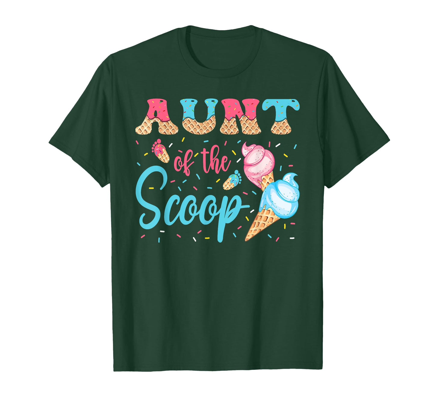 Aunt Of The Scoop Ice Cream Gender Reveal Baby Shower T-Shirt