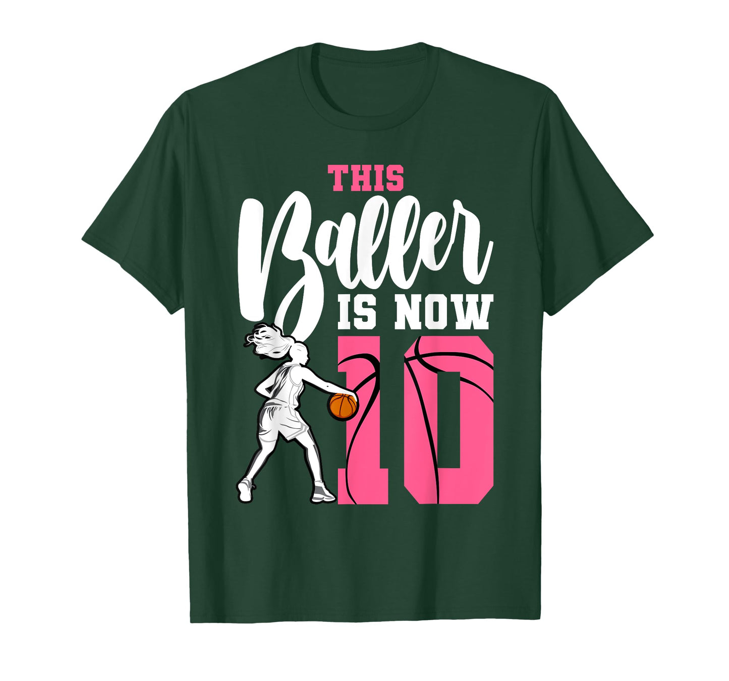 This Baller Is Now 10 Year Old Basketball 10th Birthday Girl T-Shirt