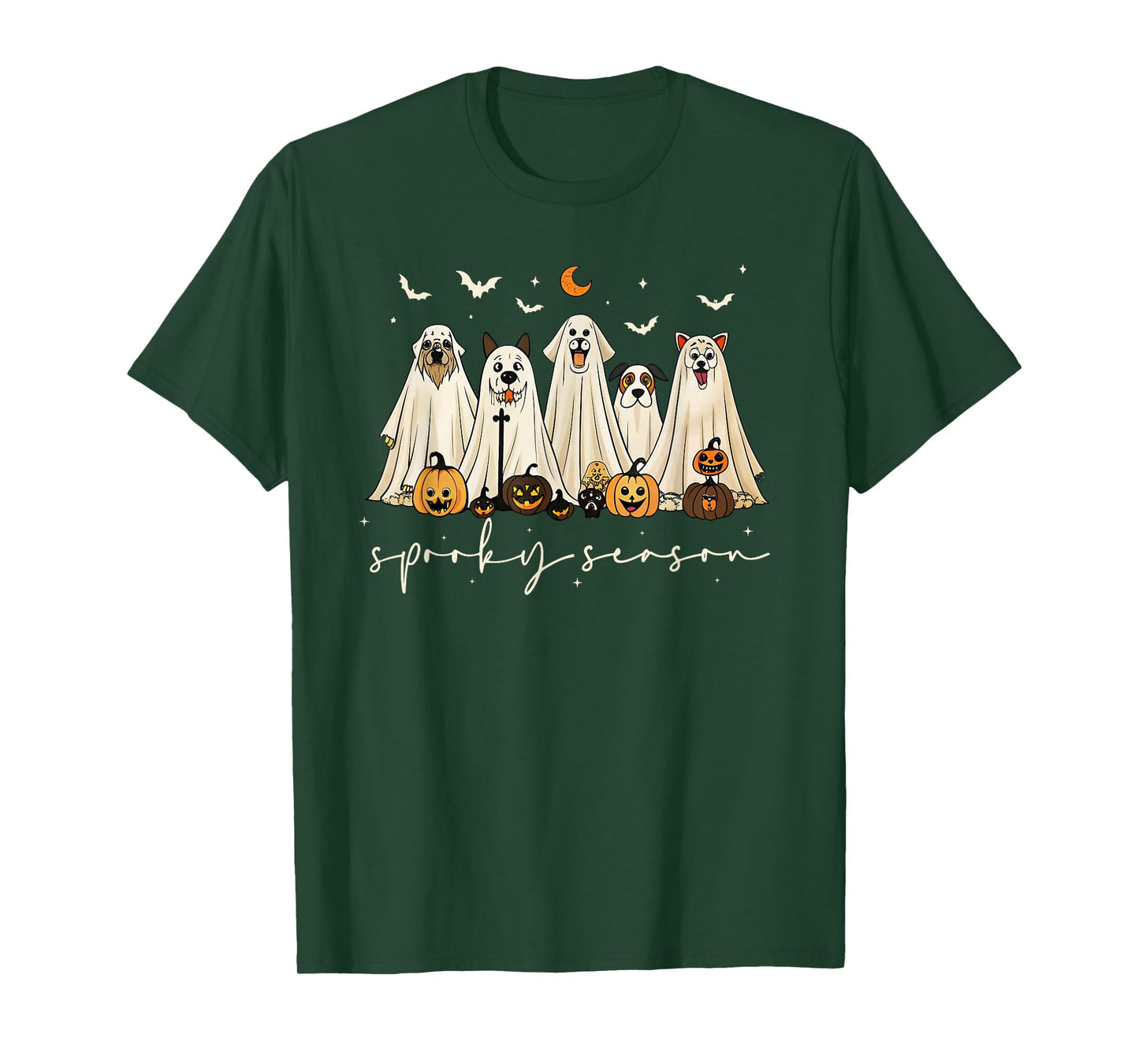 Cute Ghost Dogs Happy Halloween Spooky Season Trick Or Treat T-Shirt