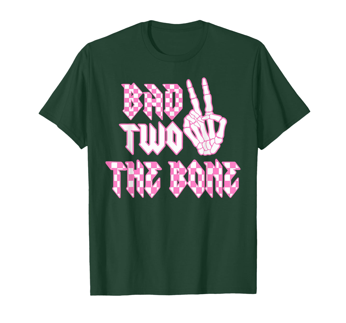 Cute Bad Two the Bone Birthday 2 Years Old Pink Bow Skeleton T-Shirt