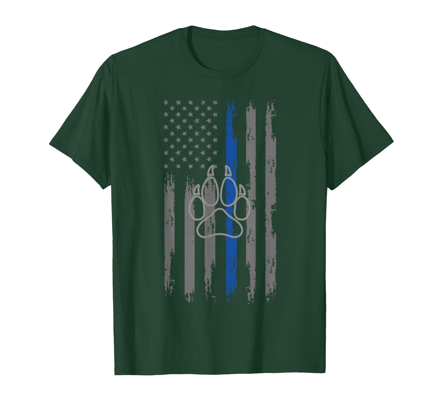 Police Flag with Dog Paw Print K9 T-Shirt