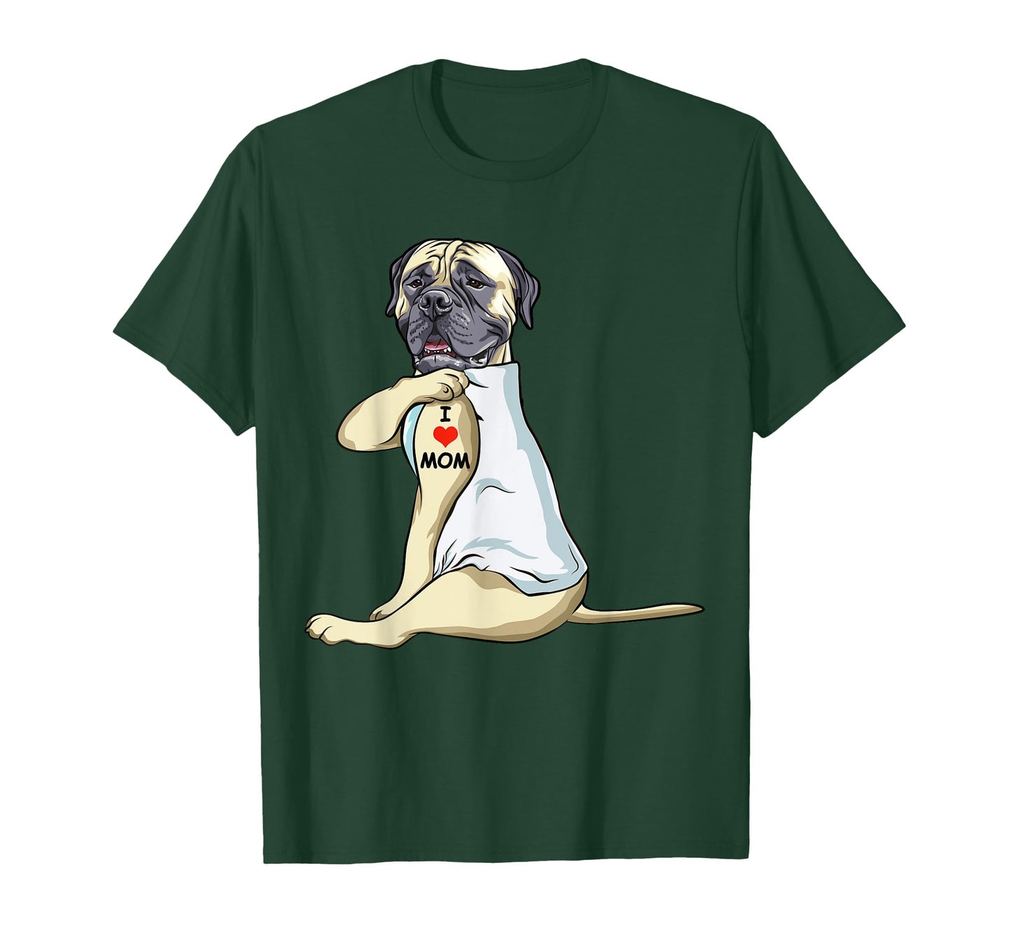 I Love Mom Tattoo English Mastiff Mom Dog Lover Women T-Shirt