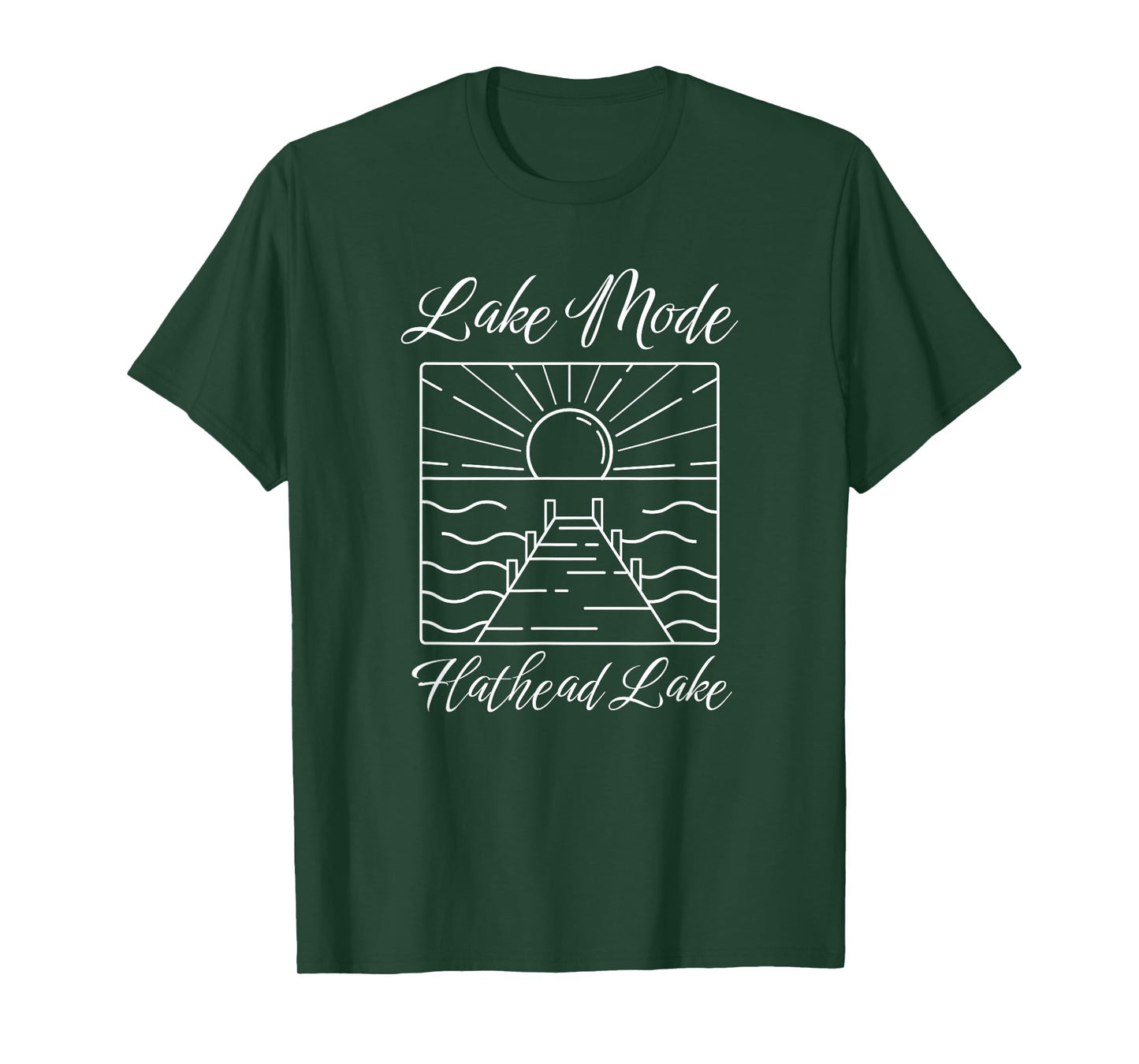 Lake Mode Flathead Lake Sunset Dock Outdoors T-Shirt