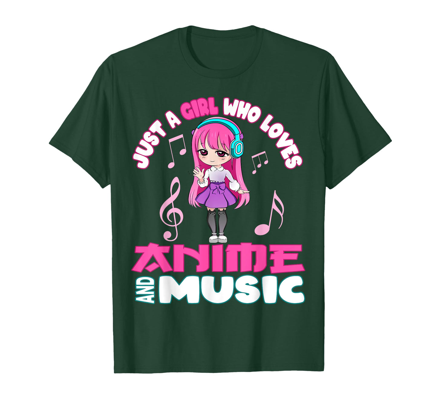 Funny Anime and Music Girl for Teen chibi graphic T-Shirt