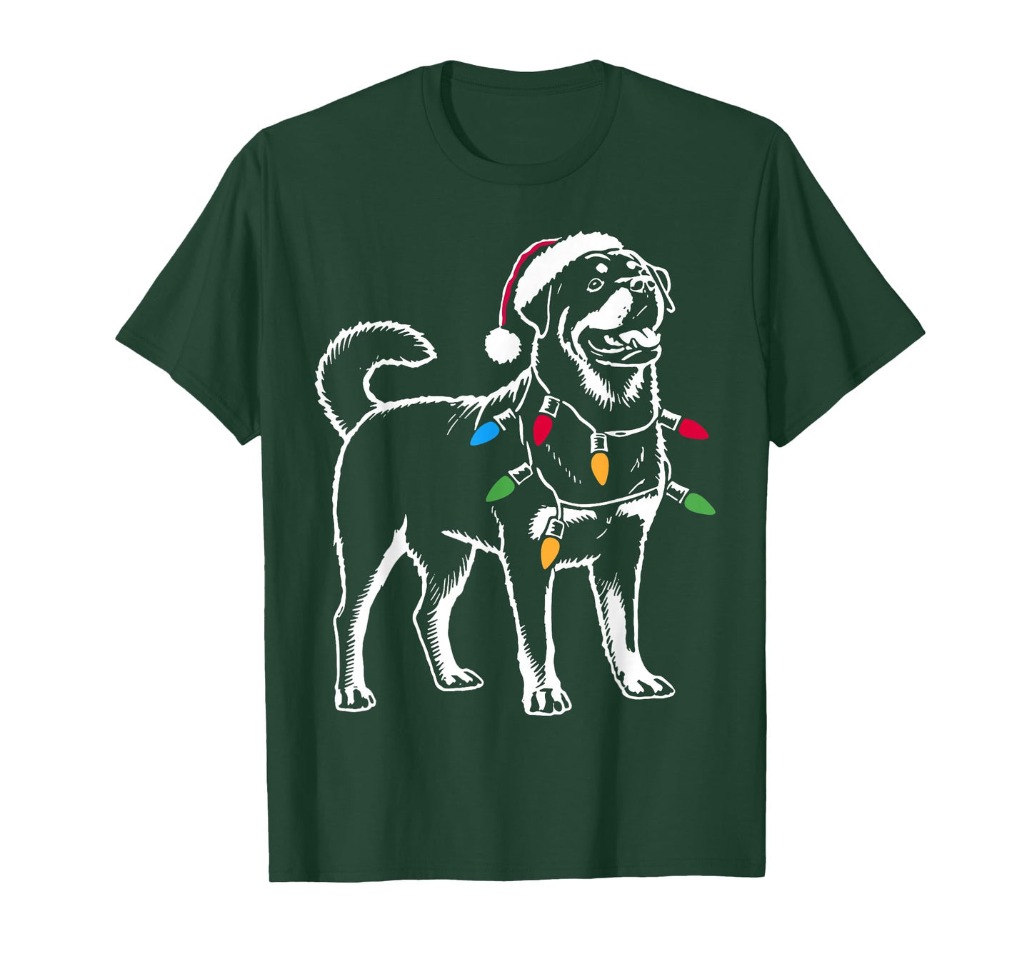Rottie Rottweiler Christmas Lights Santa Hat Dog Lover Gifts T-Shirt