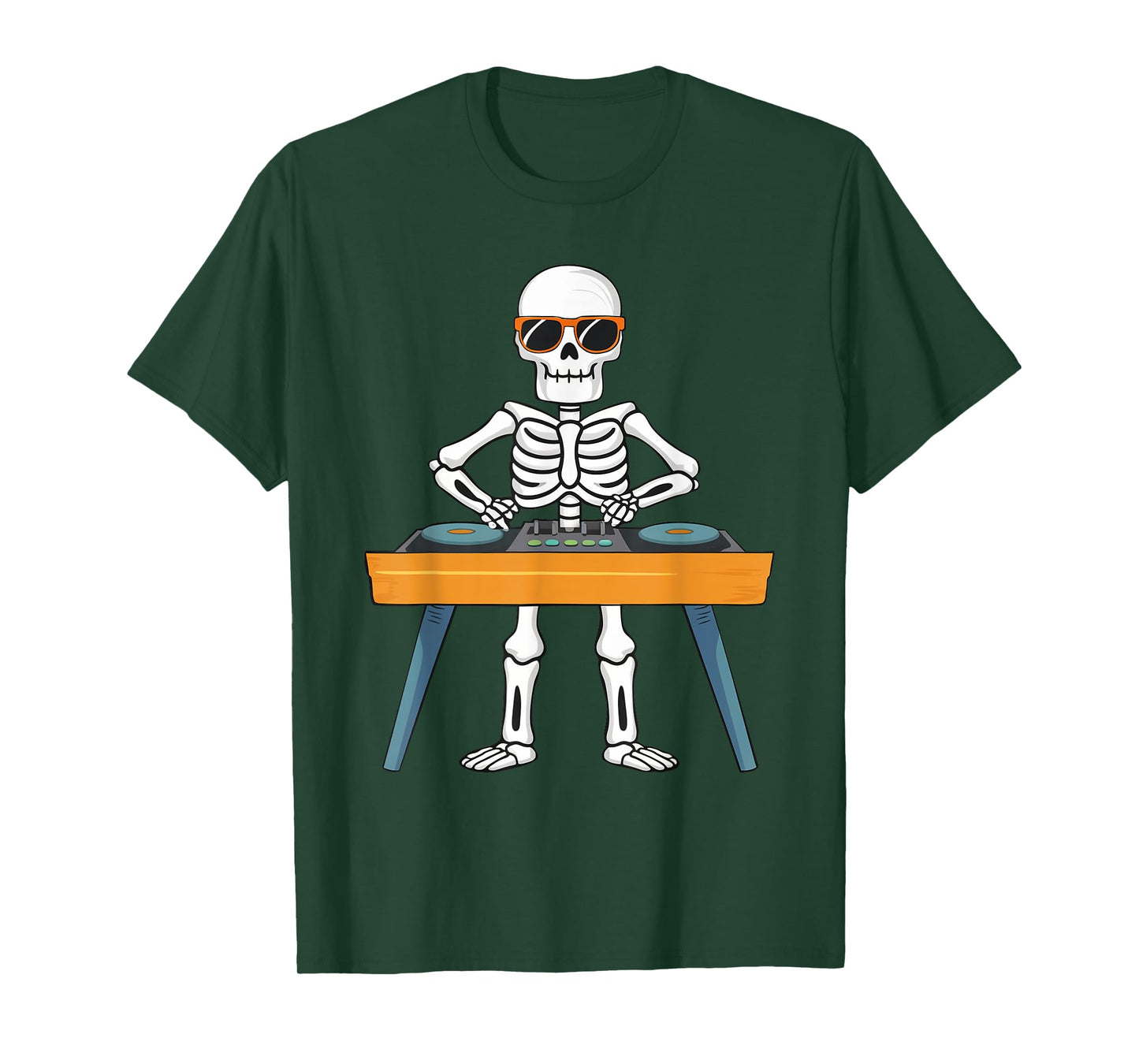 Funny Skeleton Playing DJ Music Kids Boys Girls Halloween T-Shirt