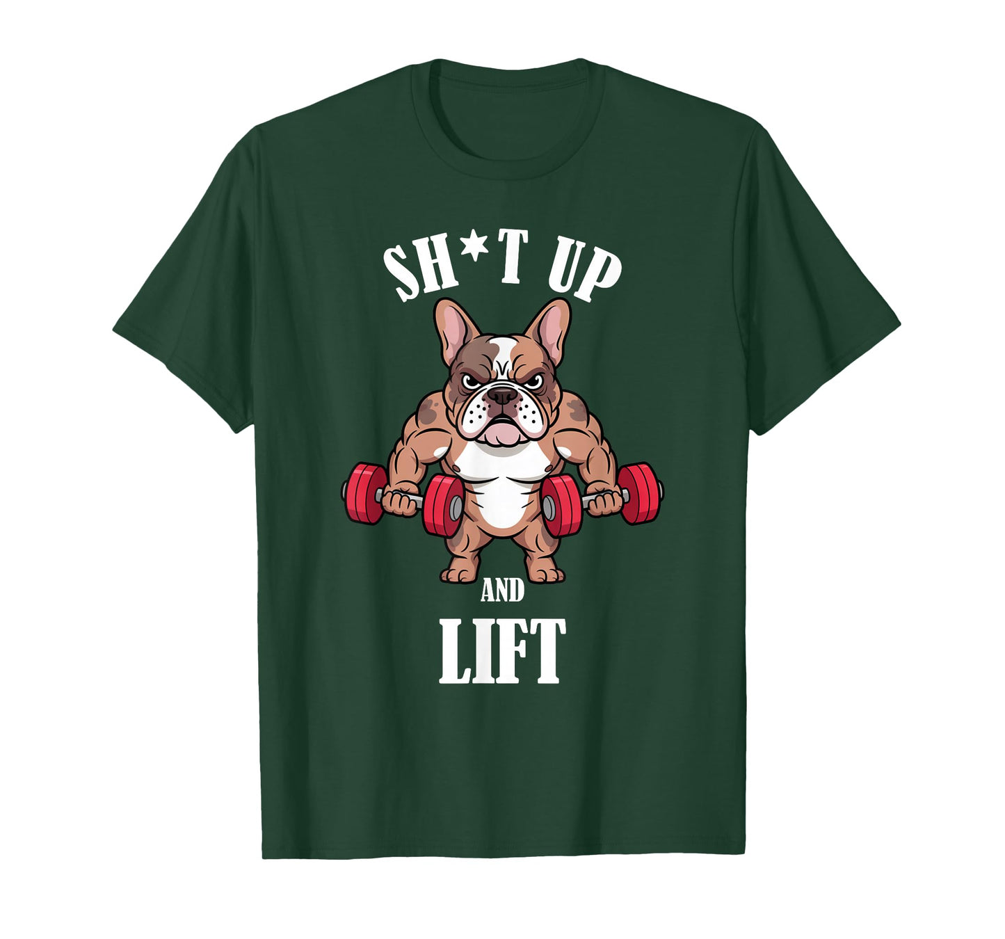 French Bulldog Weightlifting Dumbbells Funny Gym Workout T-Shirt
