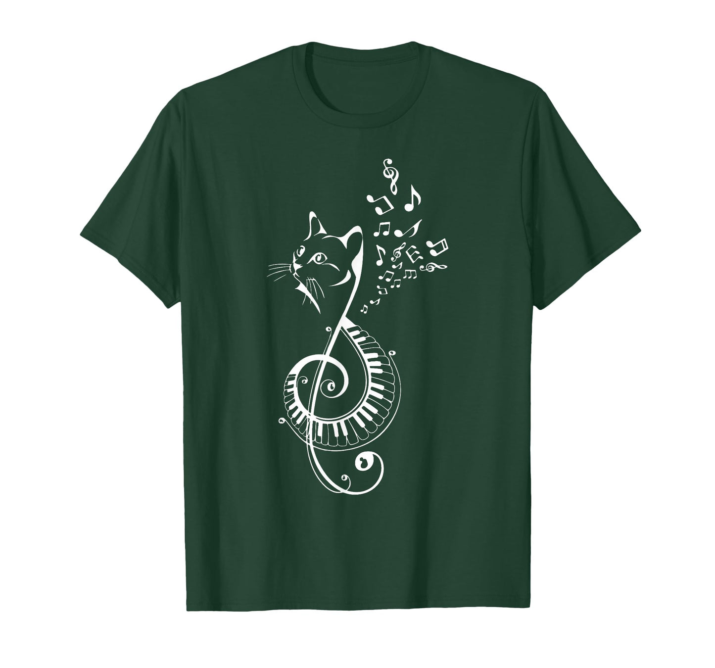 Piano Cat Treble Clef Lover Musician Teacher Musical Band T-Shirt