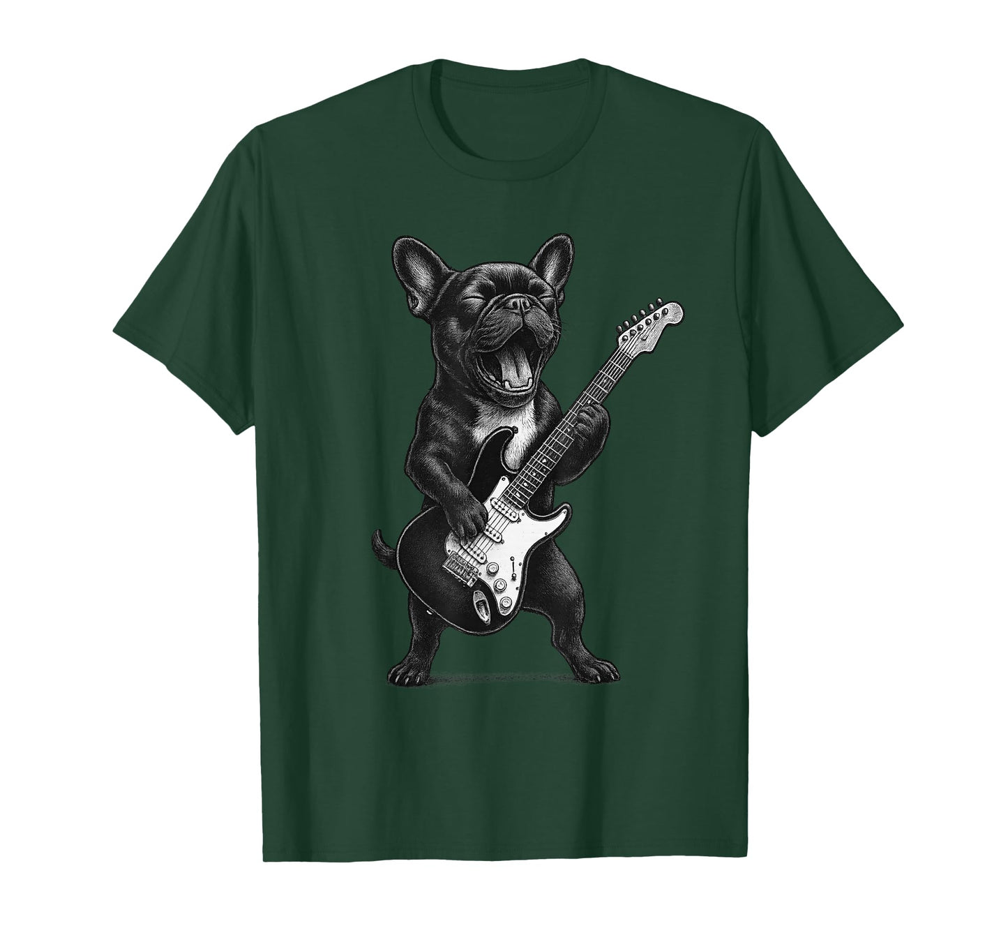 French Bulldog Playing Guitar Rock Music Dog Lover T-Shirt for Men Women Kids