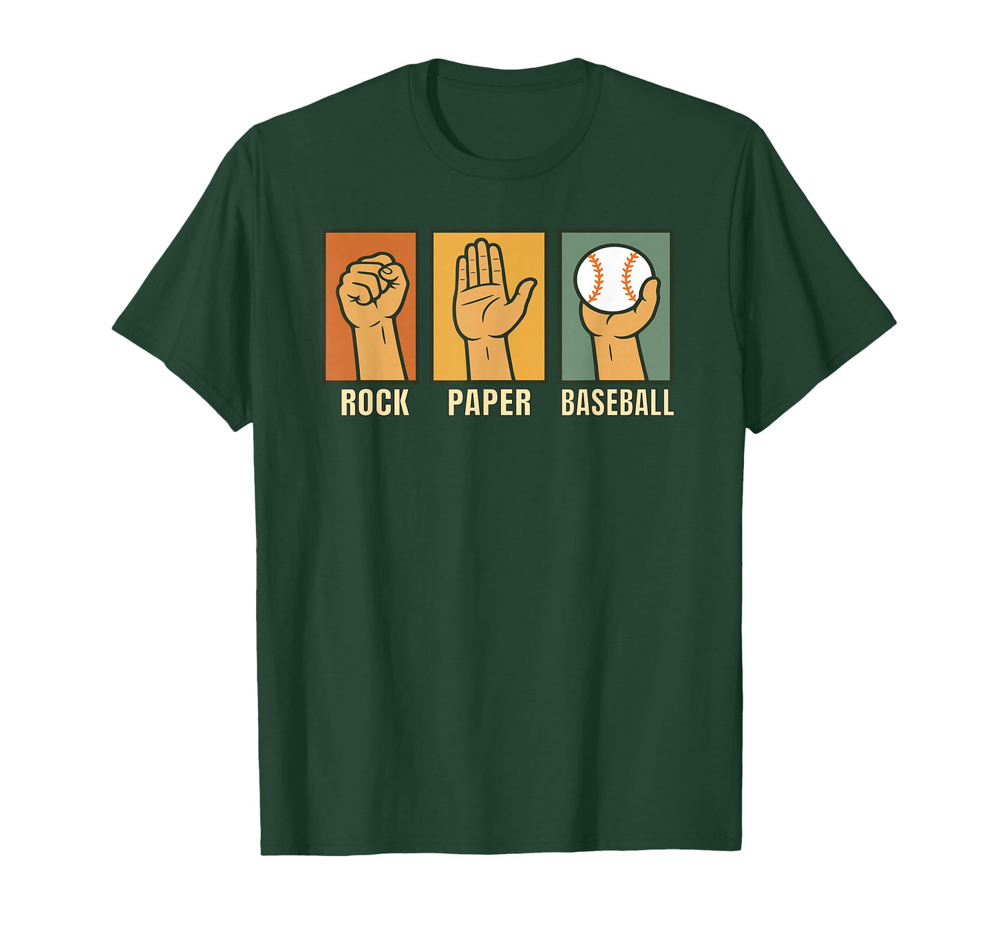 Funny Rock Paper Scissors Baseball Retro Humor Design T-Shirt
