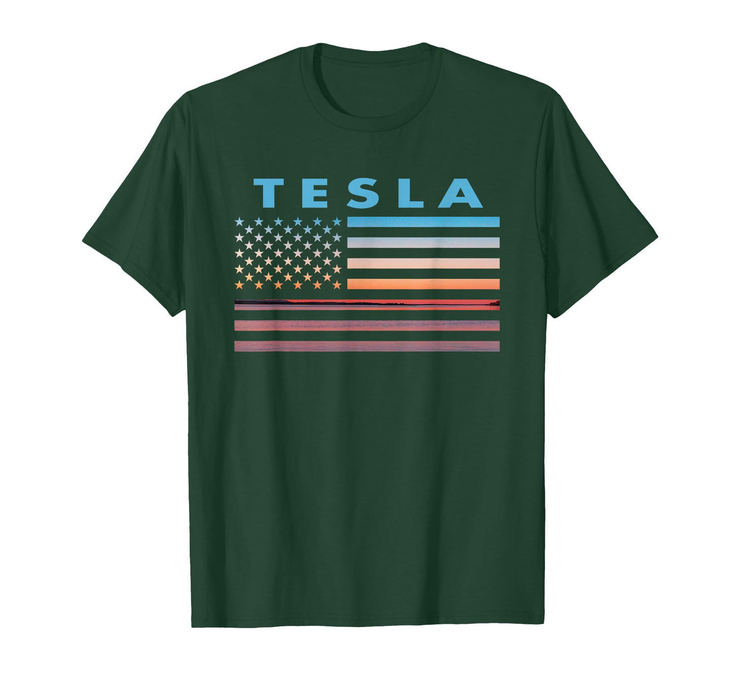Vintage Sunset American Flag Tesla, West Virginia T-Shirt