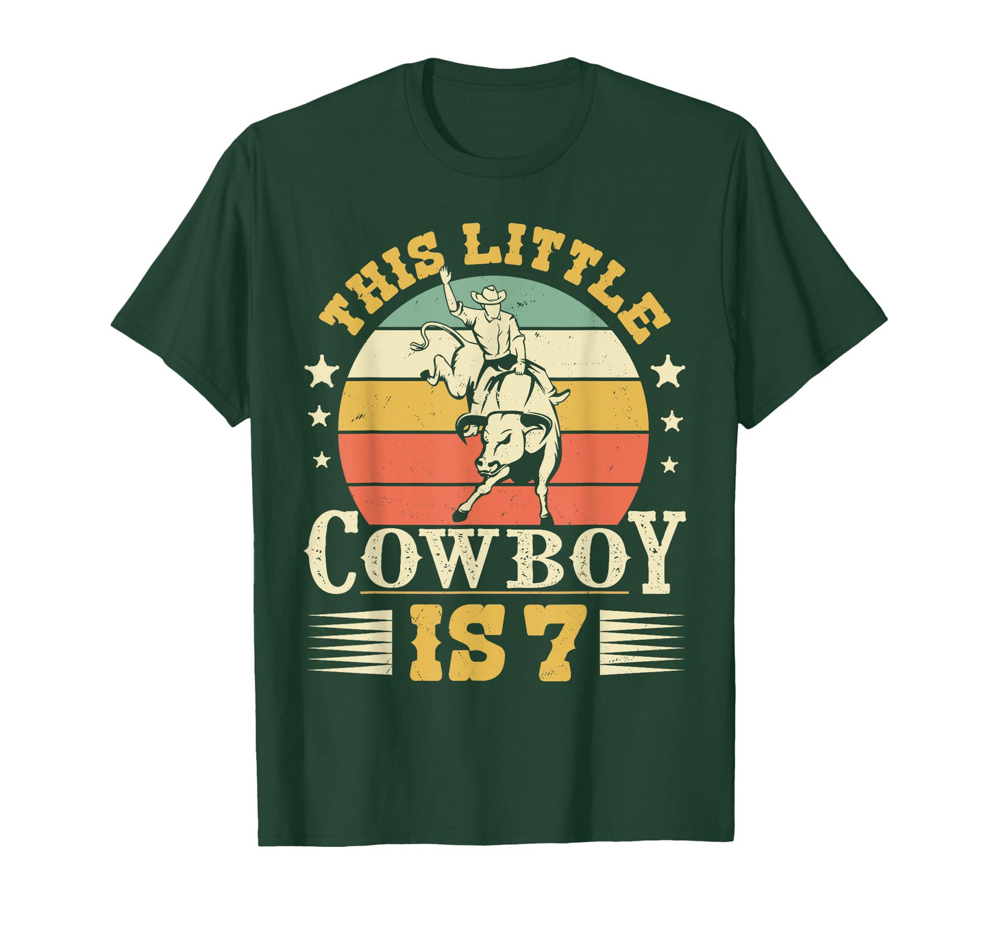 This Little Cowboy Is 7 Western Country Rodeo 7th Birthday T-Shirt