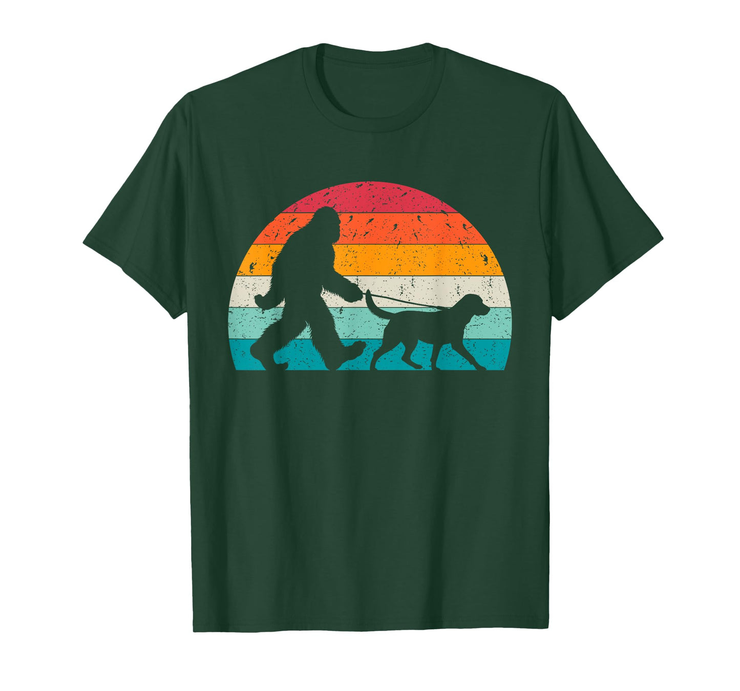 Bigfoot Walking a Dog Funny Labrador Retriever Lovers Dad Men Women Kids T-Shirt