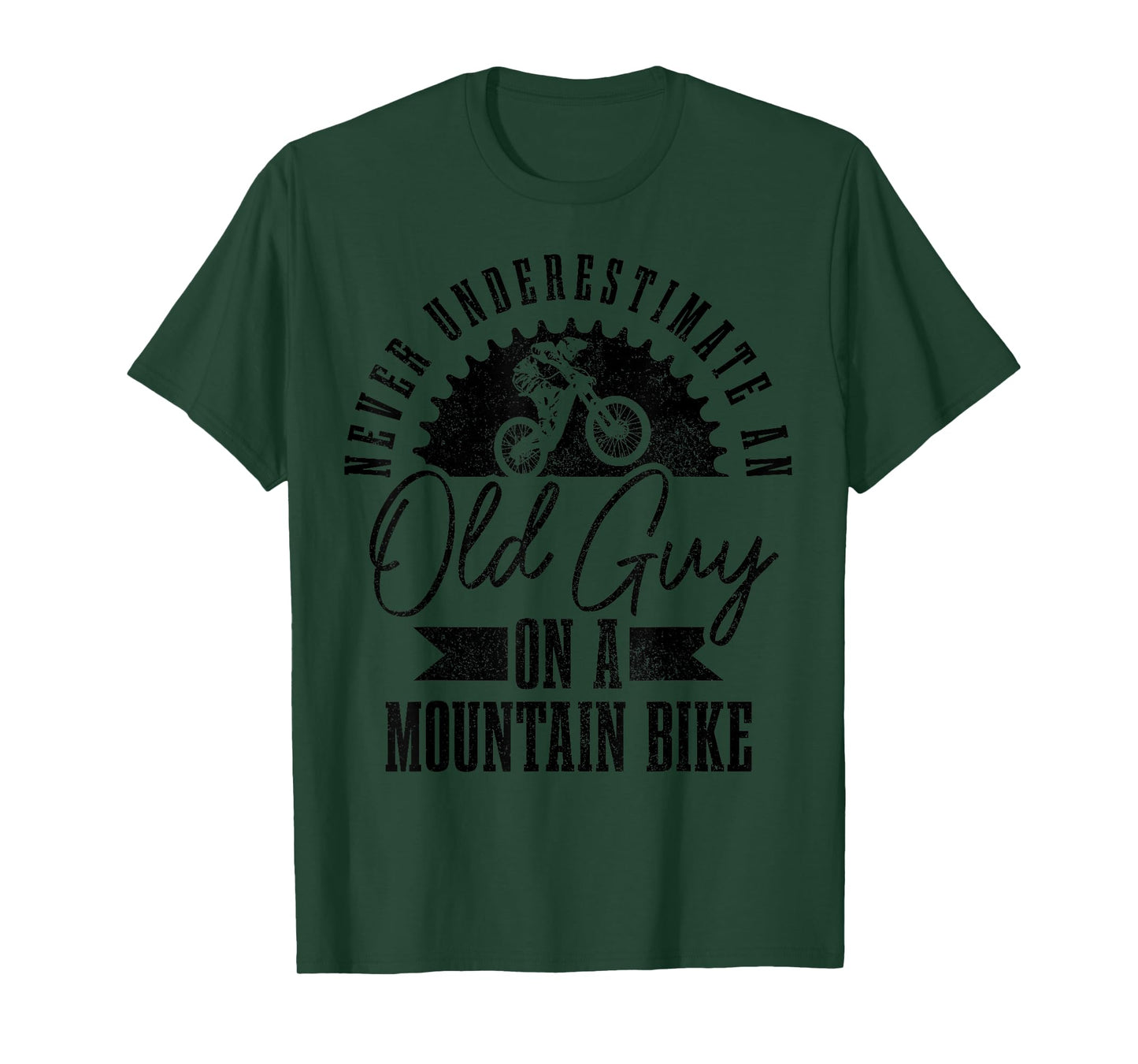 Never Underestimate An Old Guy On A Mountain Bike Funny MTB T-Shirt