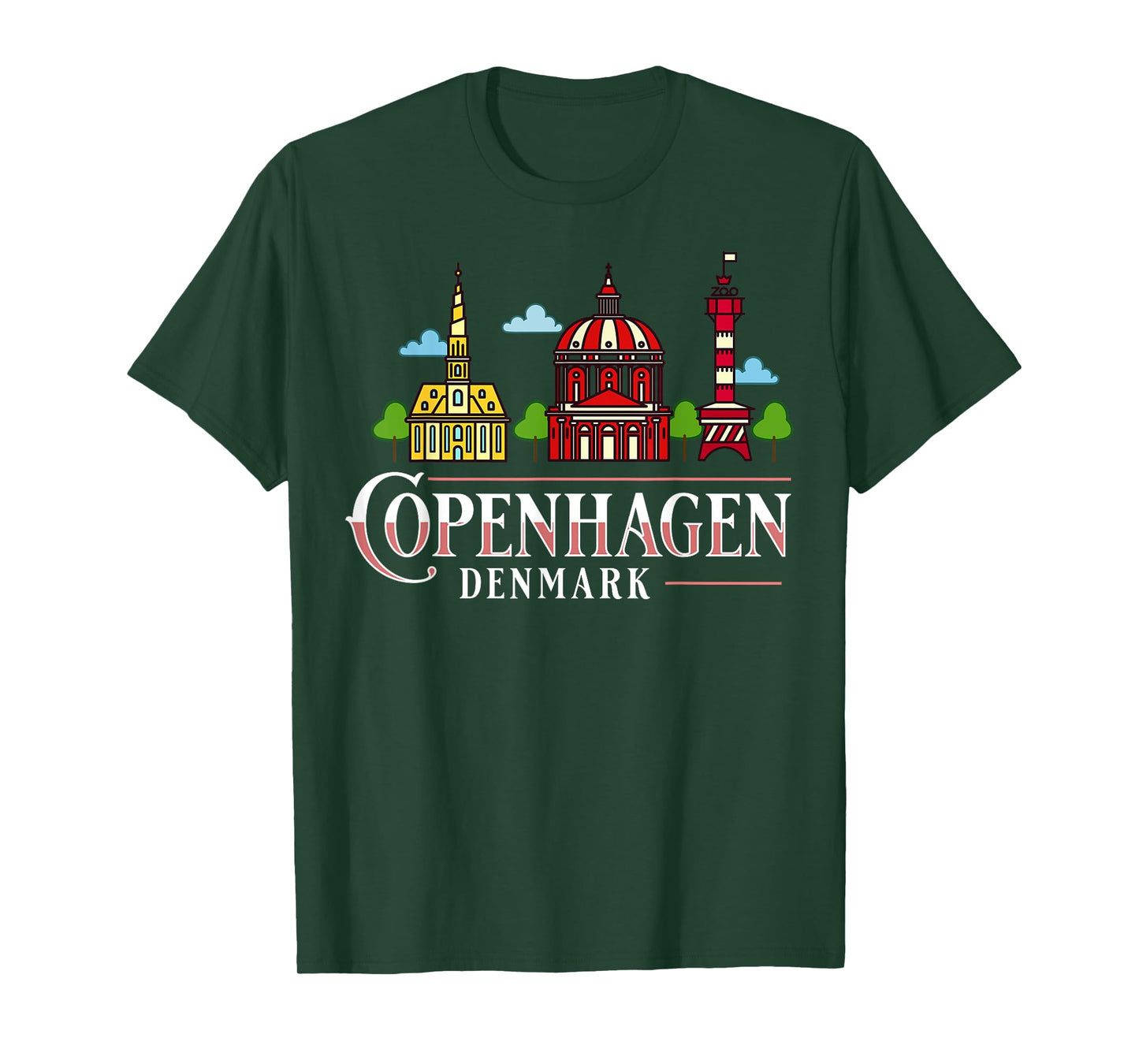 Copenhagen Denmark City Skyline Map Travel T-Shirt