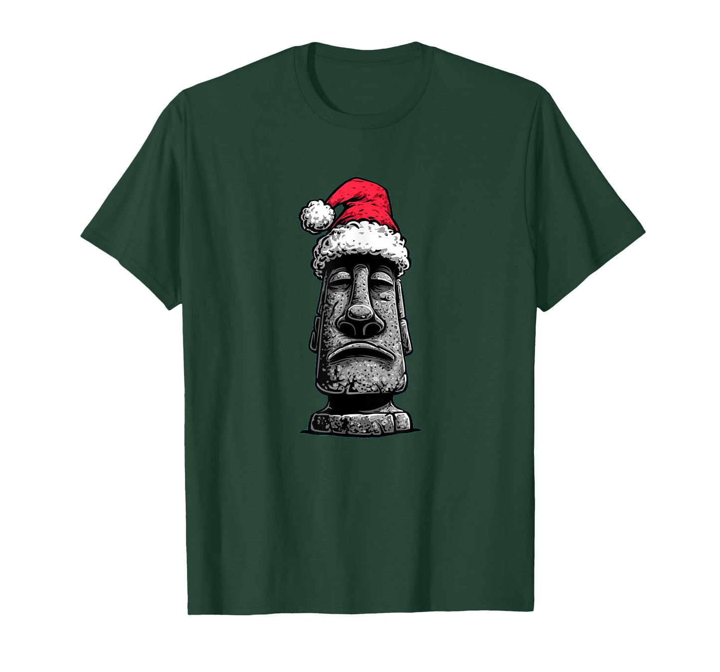 Funny Moai Statue Costume in Christmas Look T-Shirt