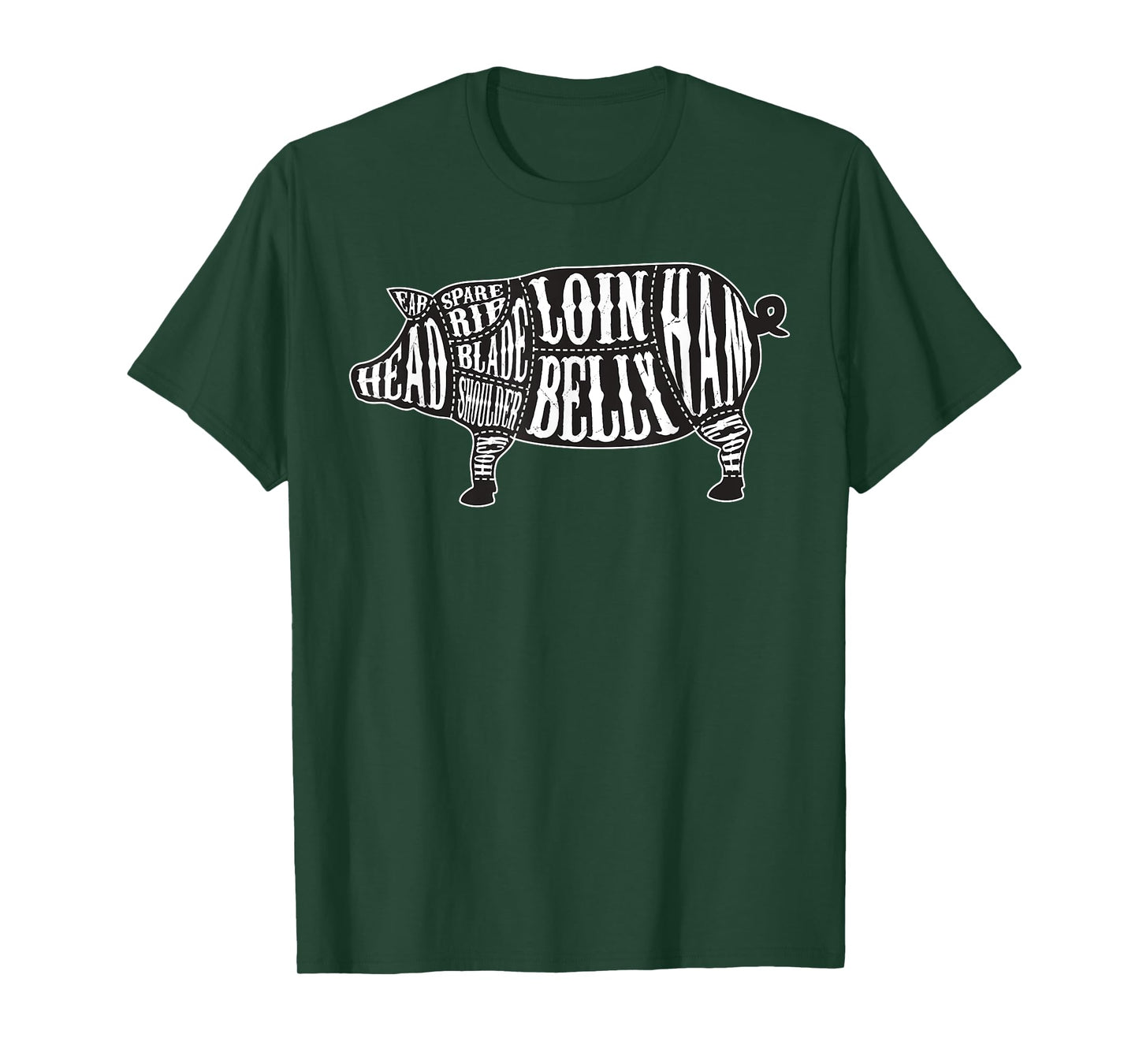 Country Butcher Cut Chart Pork Meat T-Shirt - Large Graphic T-Shirt