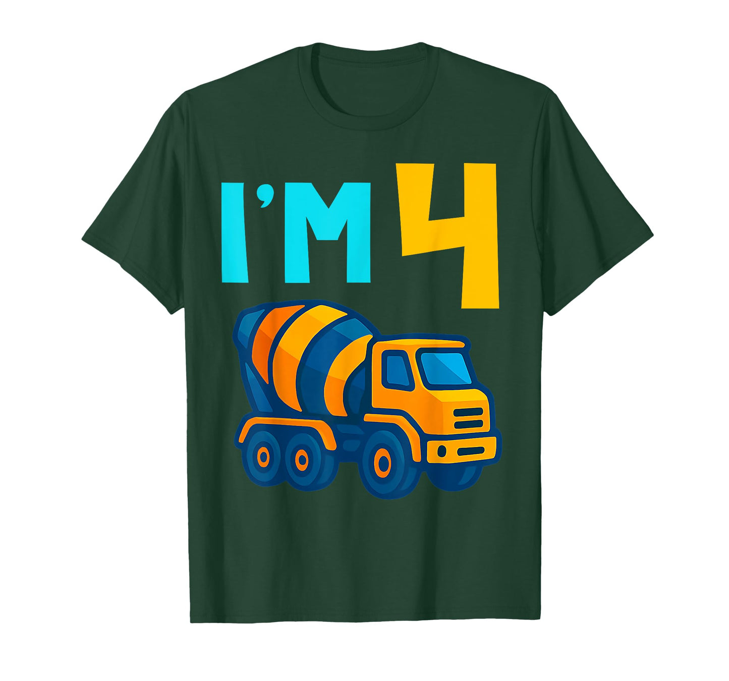 4th Birthday Cement Mixer Truck Concrete Lover I'm 4 Four T-Shirt