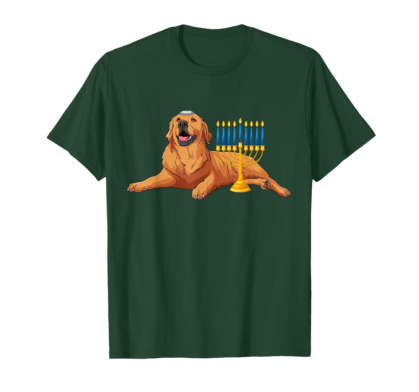 Jewish Golden Retriever Dog Menorah Hanukkah Pajamas T-Shirt
