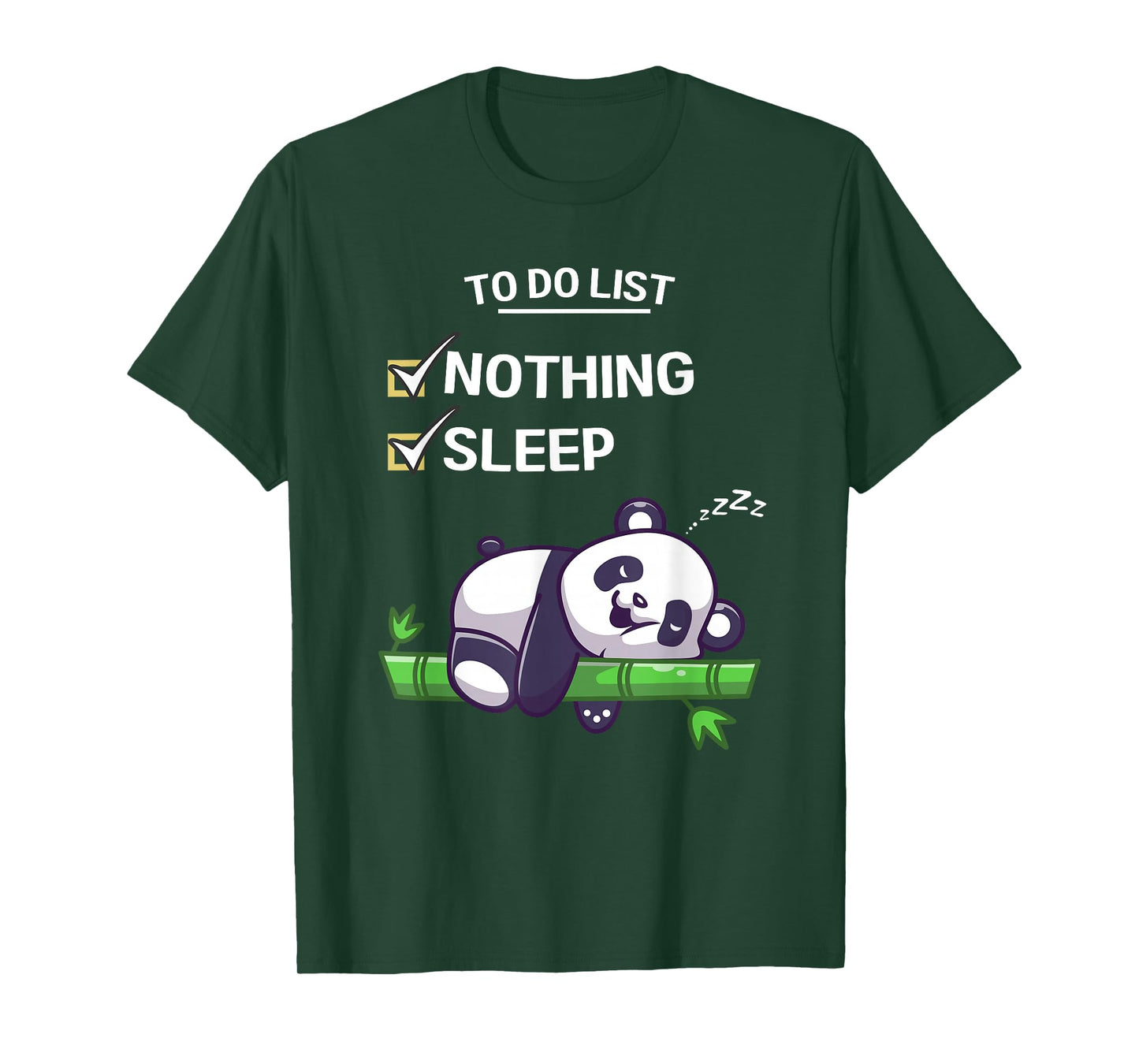 Cute Kawaii Panda To Do List Nothing Sleeping Tired Panda T-Shirt