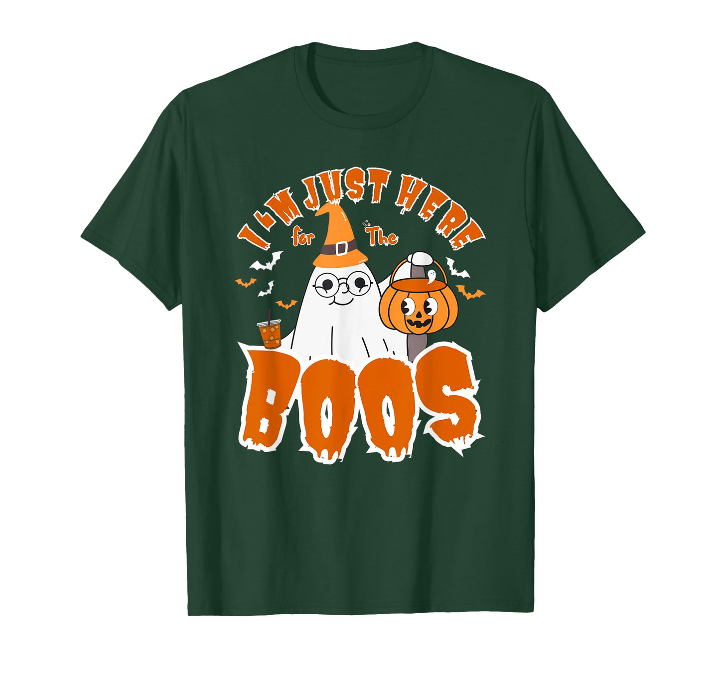 I'm Just Here For The Boos Funny Halloween Gifts Women Ghost T-Shirt